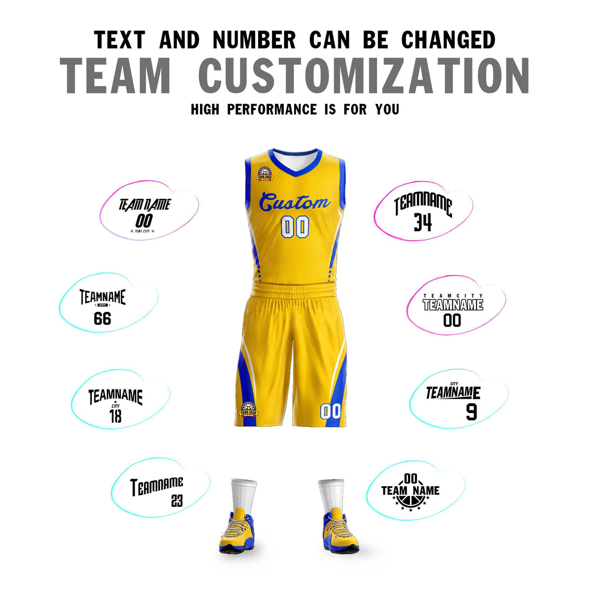 Custom Gold Royal Classic Sets Mesh Basketball Jersey