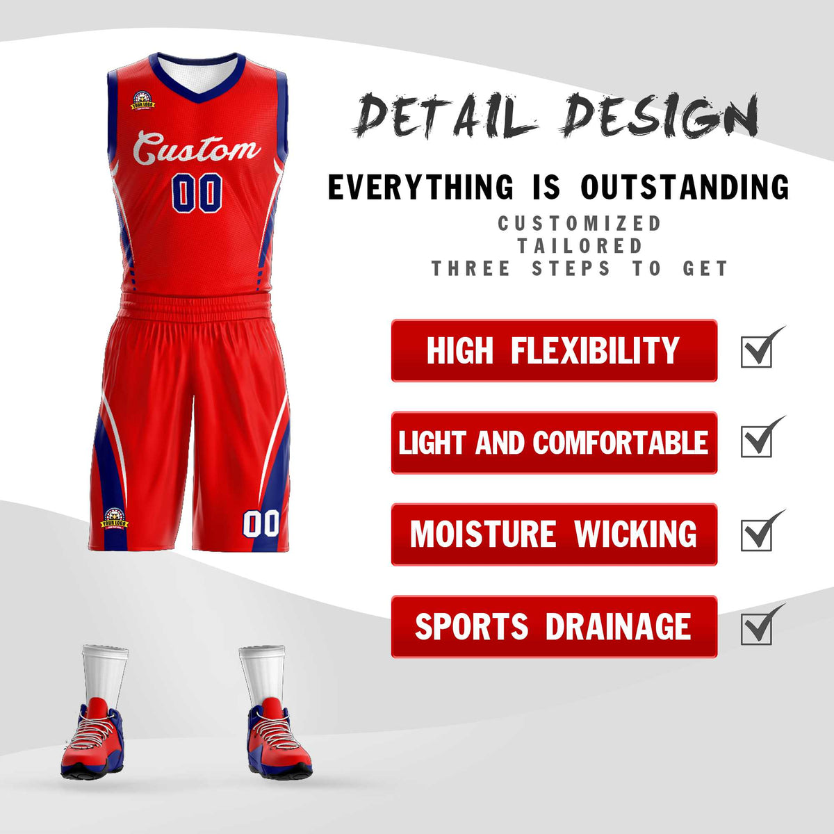 Custom Red White Classic Sets Mesh Basketball Jersey