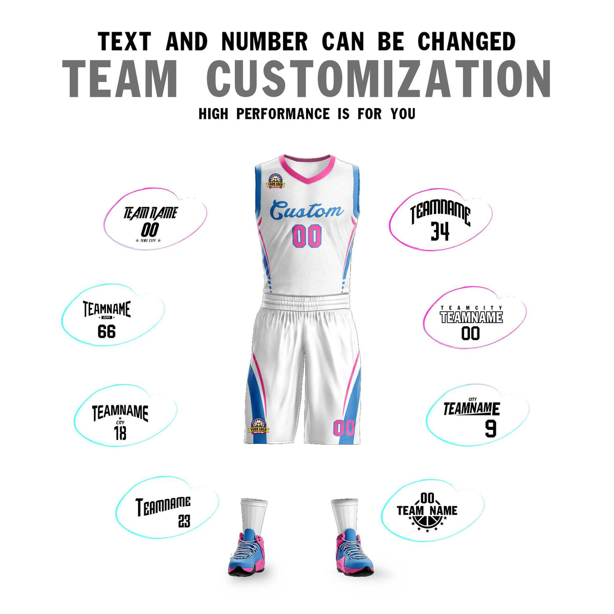 Custom White Blue Classic Sets Mesh Basketball Jersey