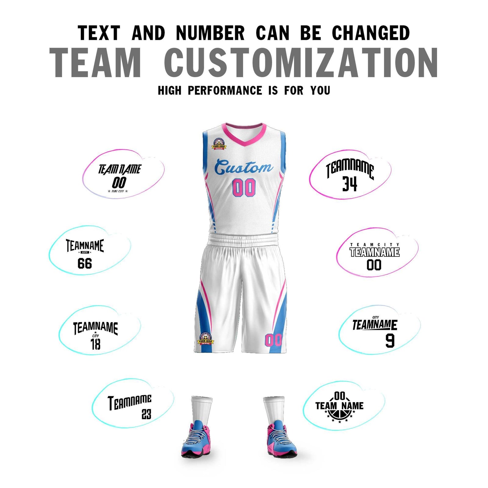 Custom White Blue Classic Sets Mesh Basketball Jersey