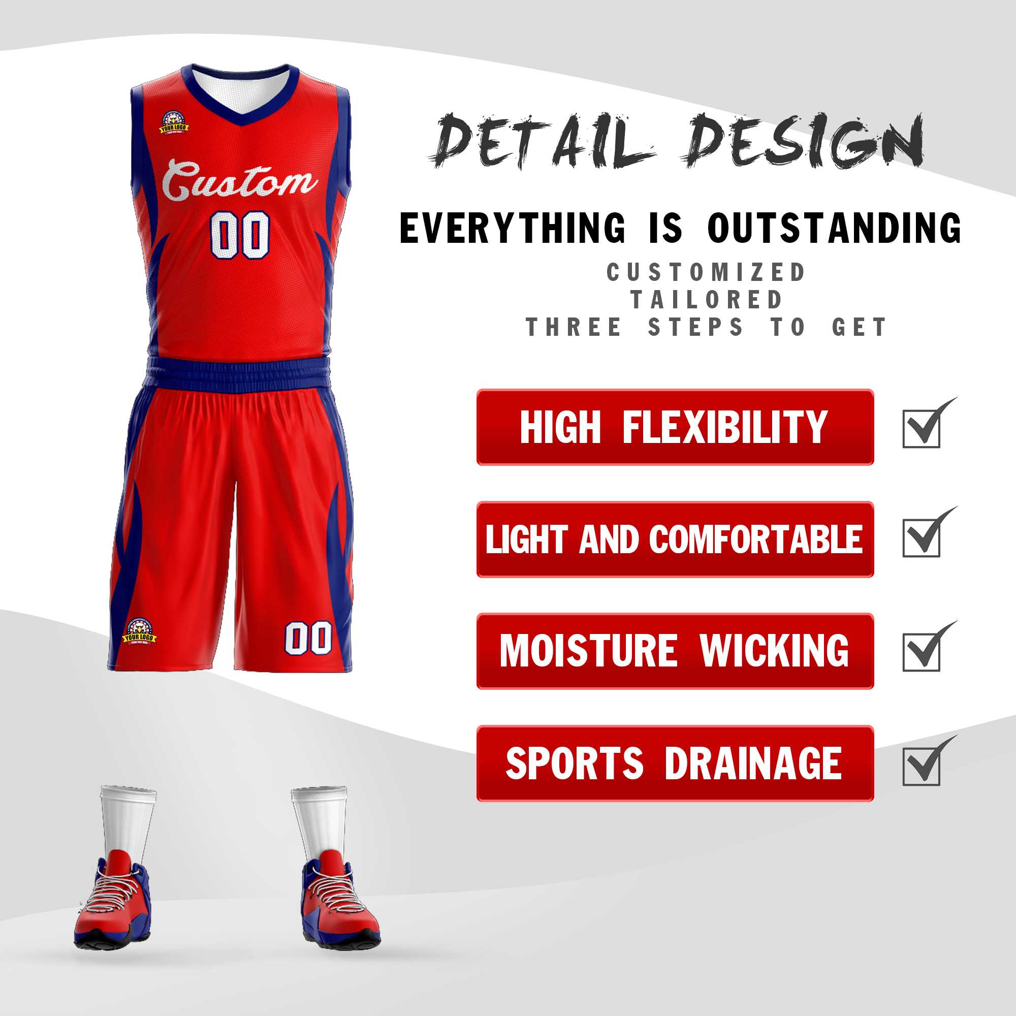 Custom Red White Classic Sets Mesh Basketball Jersey