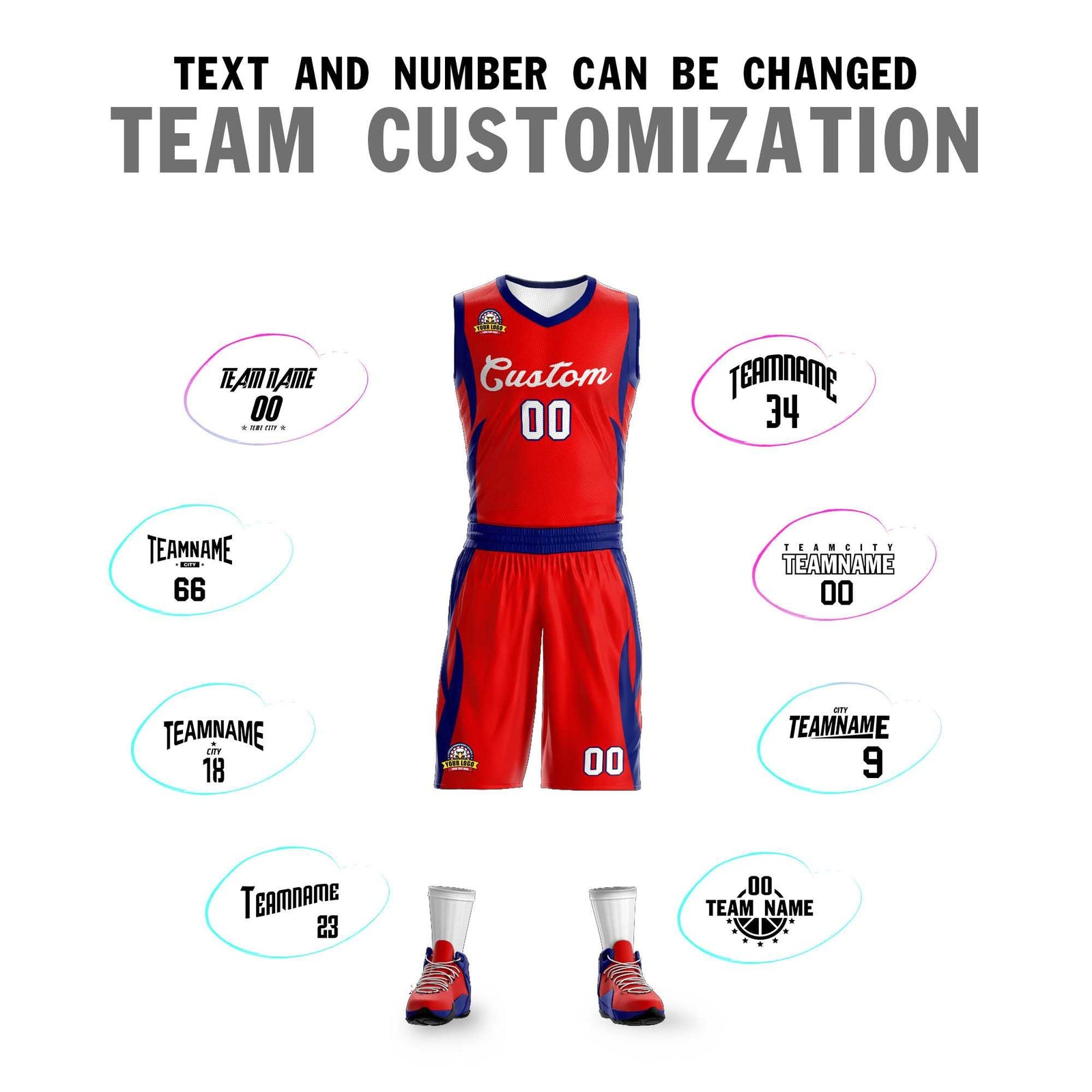 Custom Red White Classic Sets Mesh Basketball Jersey