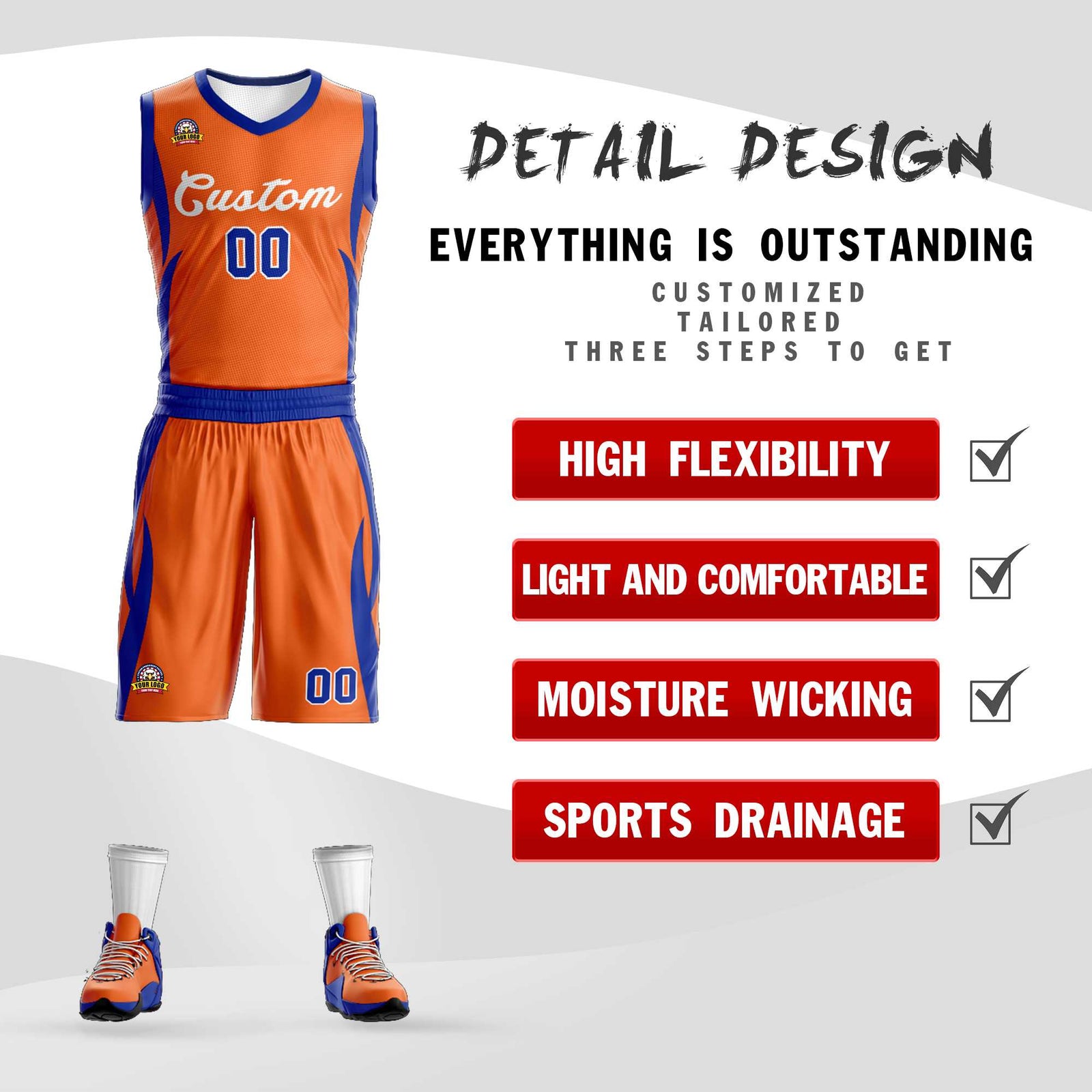 Custom Orange White Classic Sets Mesh Basketball Jersey