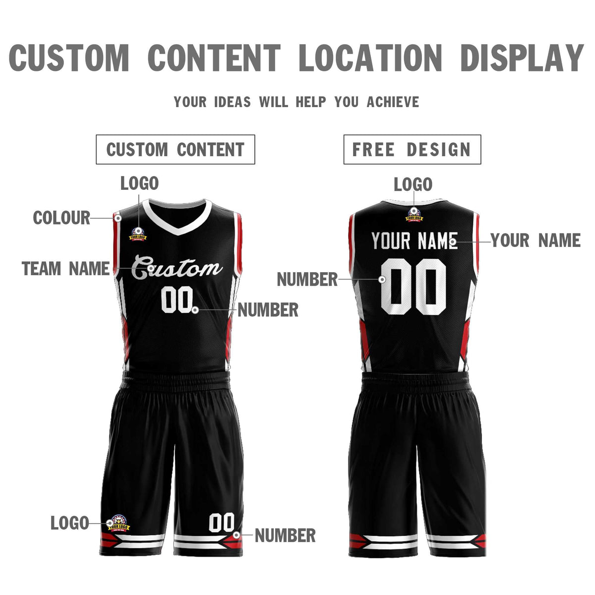 Custom Black White Classic Sets Mesh Basketball Jersey