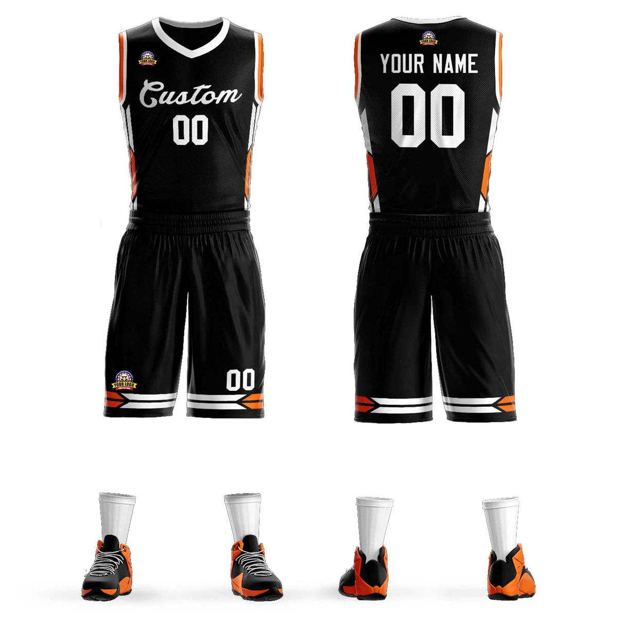 Custom Black White Classic Sets Mesh Basketball Jersey