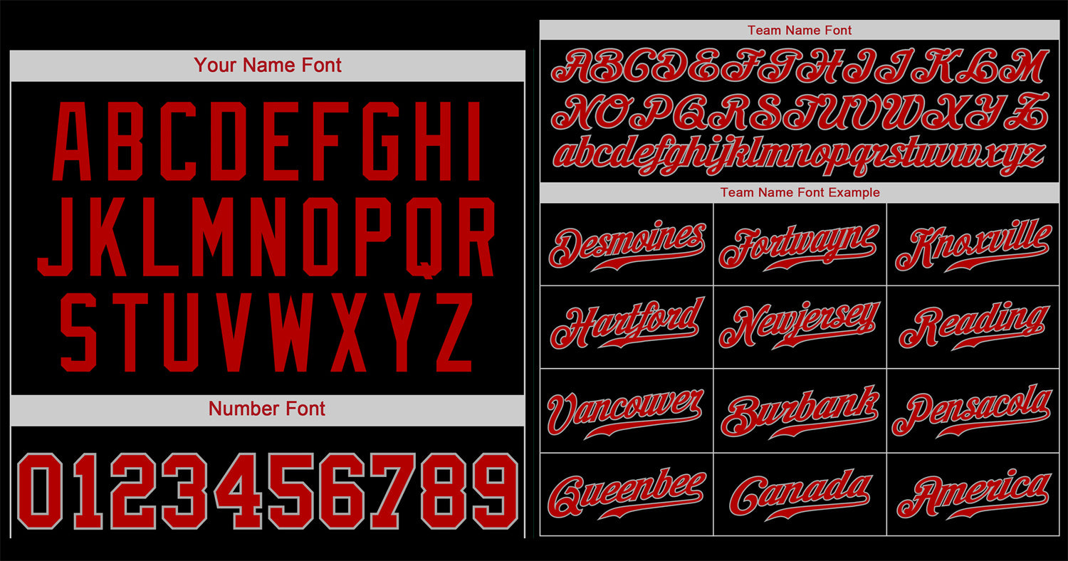 Custom Black Red-Gray Classic Style Authentic Baseball Jersey