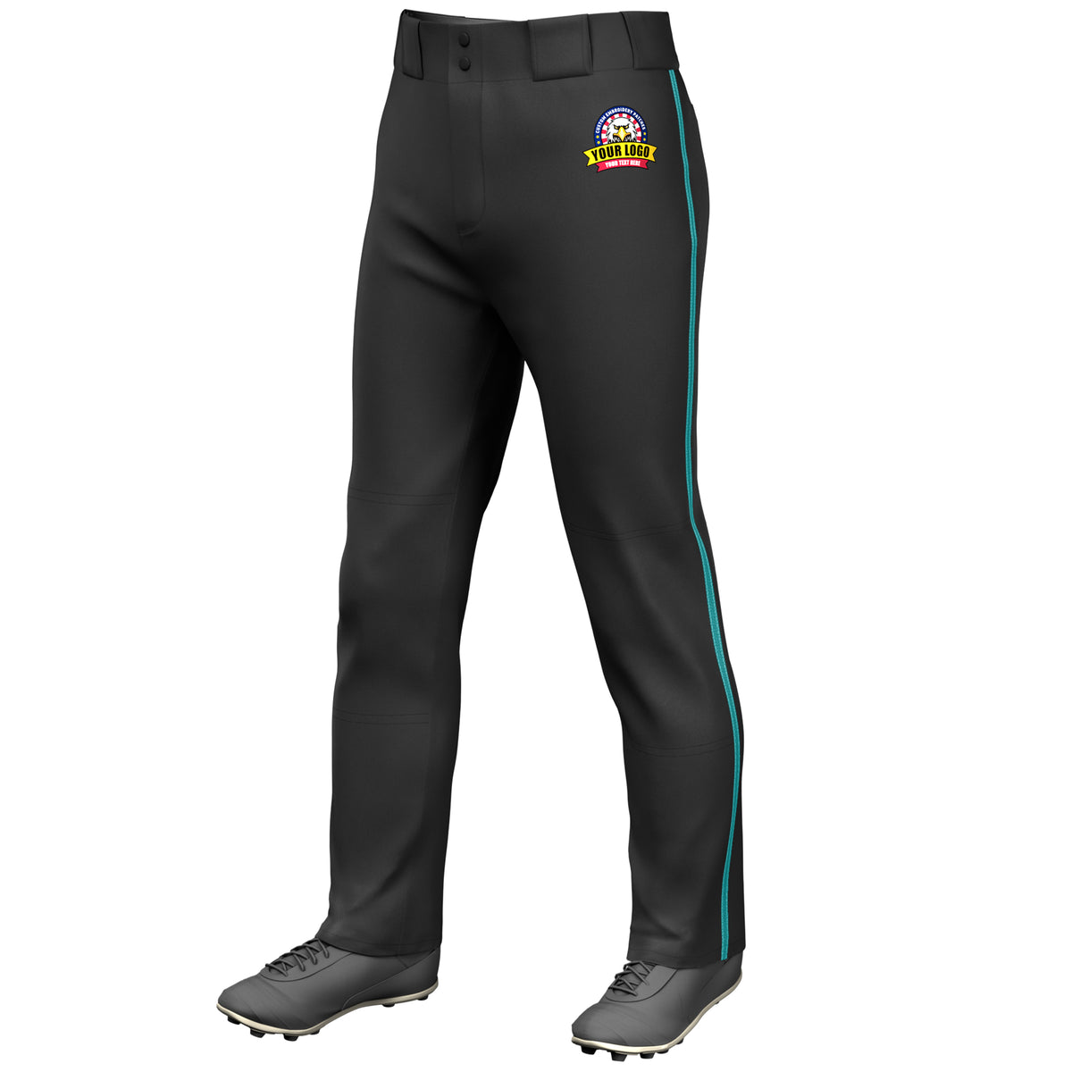 Custom Black Aqua Classic Fit Stretch Practice Loose-fit Baseball Pants