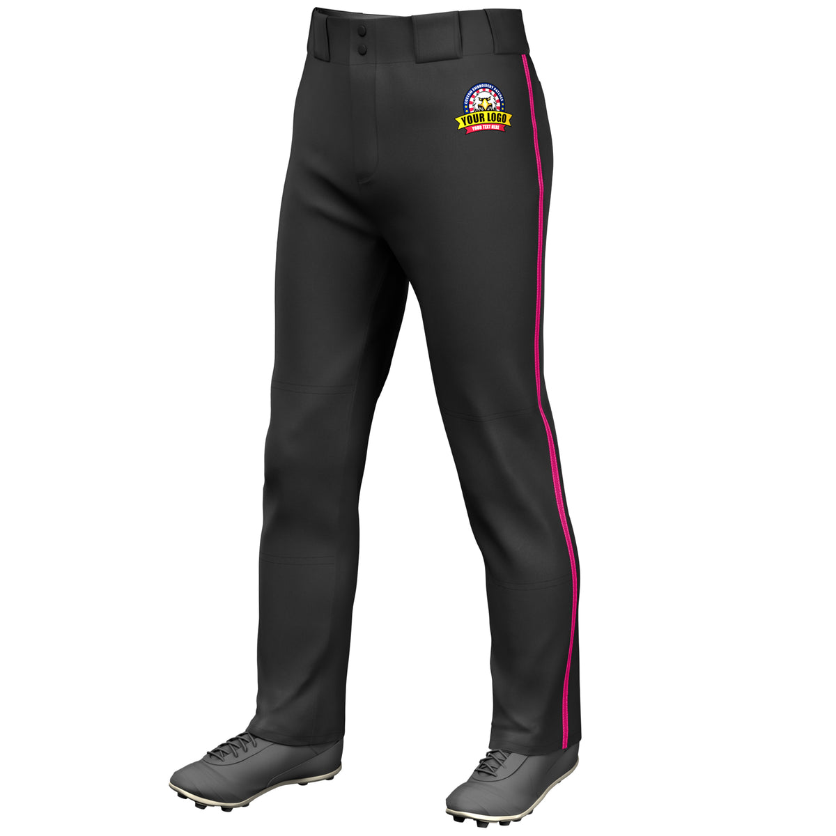 Custom Black Pink Classic Fit Stretch Practice Loose-fit Baseball Pants