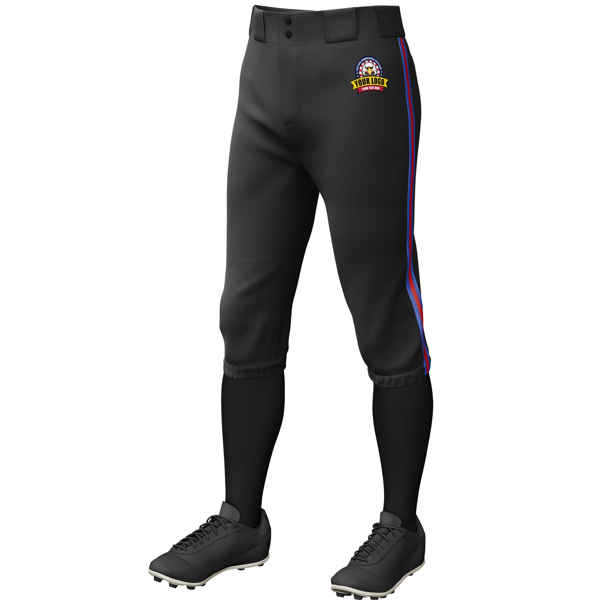 Custom Black Royal Red-Royal Classic Fit Stretch Practice Knickers Baseball Pants