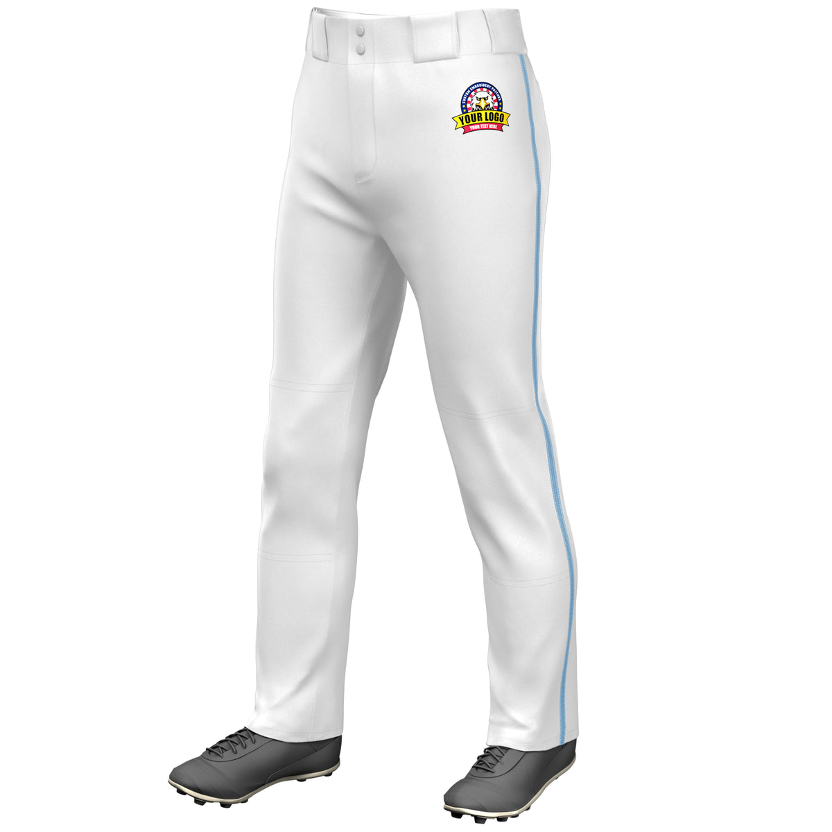 Custom White Light Blue Classic Fit Stretch Practice Loose-fit Baseball Pants