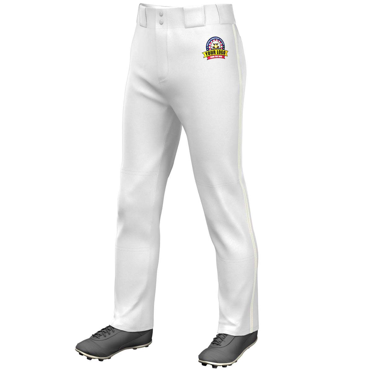 Custom White Cream Classic Fit Stretch Practice Loose-fit Baseball Pants