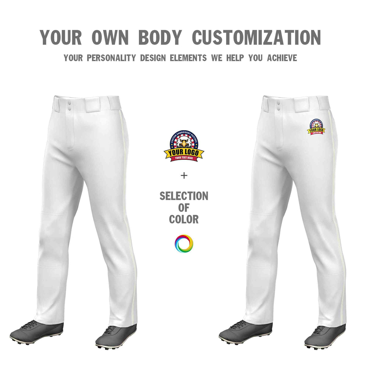 Custom White Cream Classic Fit Stretch Practice Loose-fit Baseball Pants