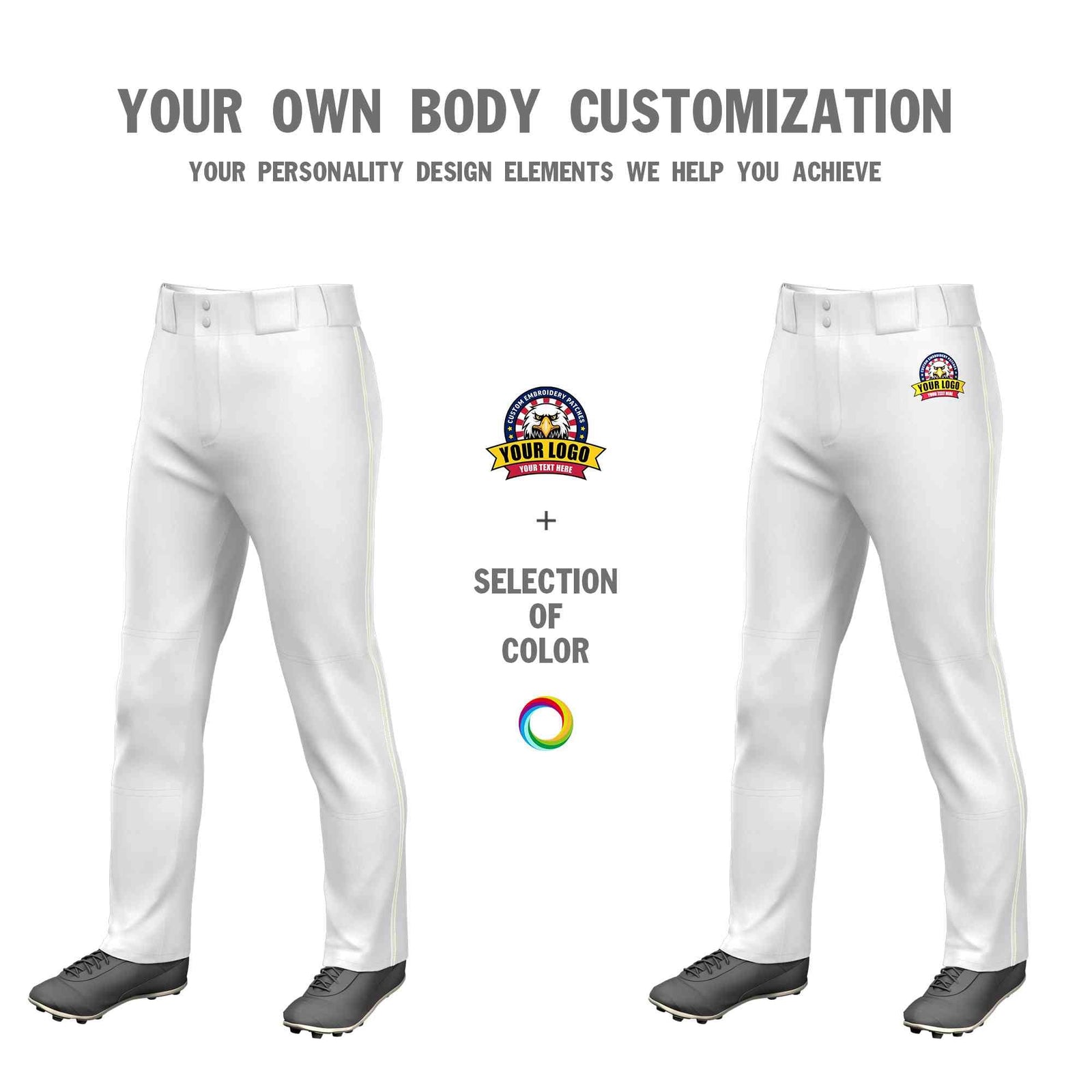 Custom White Cream Classic Fit Stretch Practice Loose-fit Baseball Pants