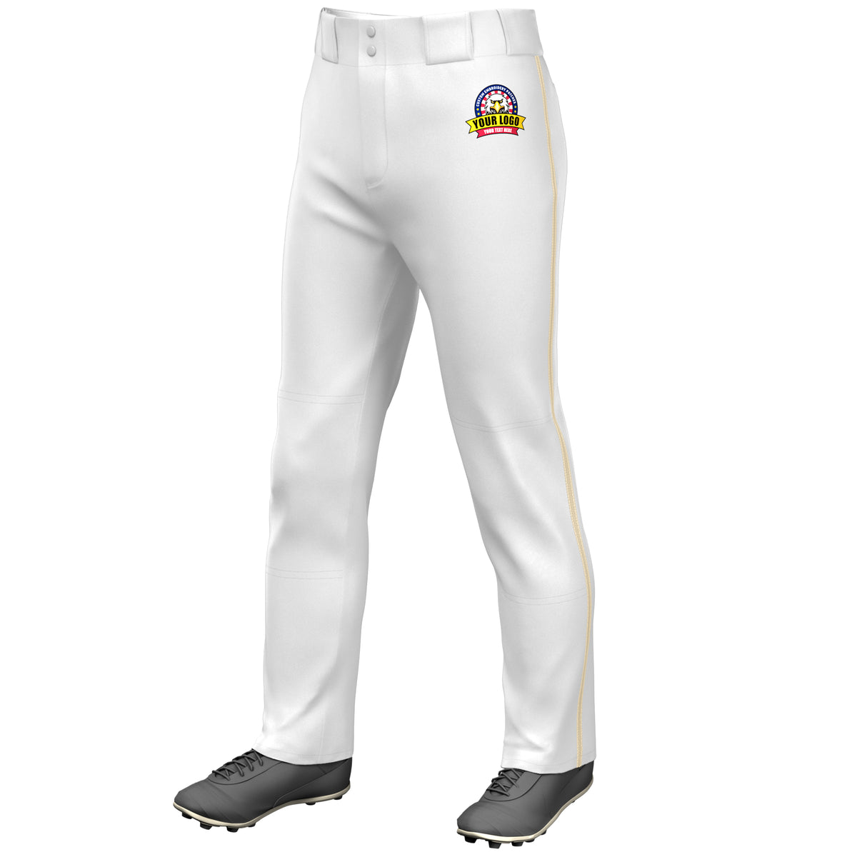Custom White Khaki Classic Fit Stretch Practice Loose-fit Baseball Pants