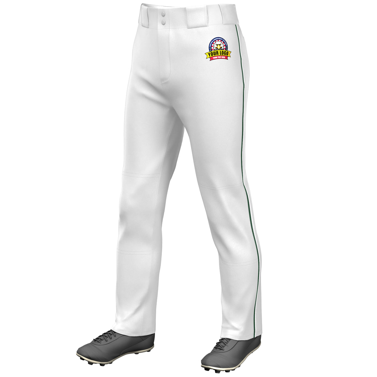 Custom White Black-White Classic Fit Stretch Practice Loose-fit Baseball Pants