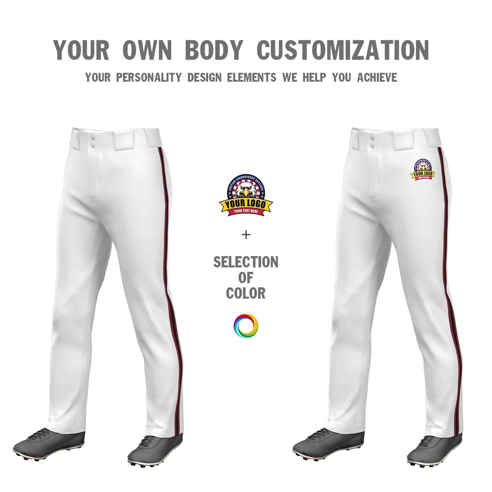 Custom White Crimson Black-Crimson Classic Fit Stretch Practice Loose-fit Baseball Pants