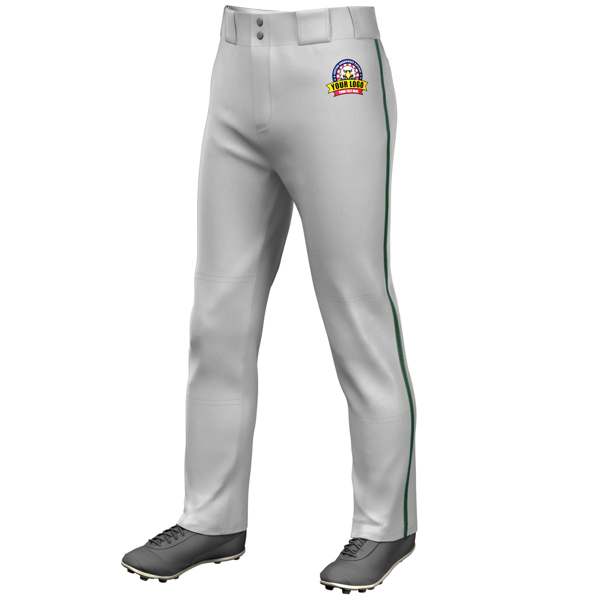 Custom Gray Green Classic Fit Stretch Practice Loose-fit Baseball Pants