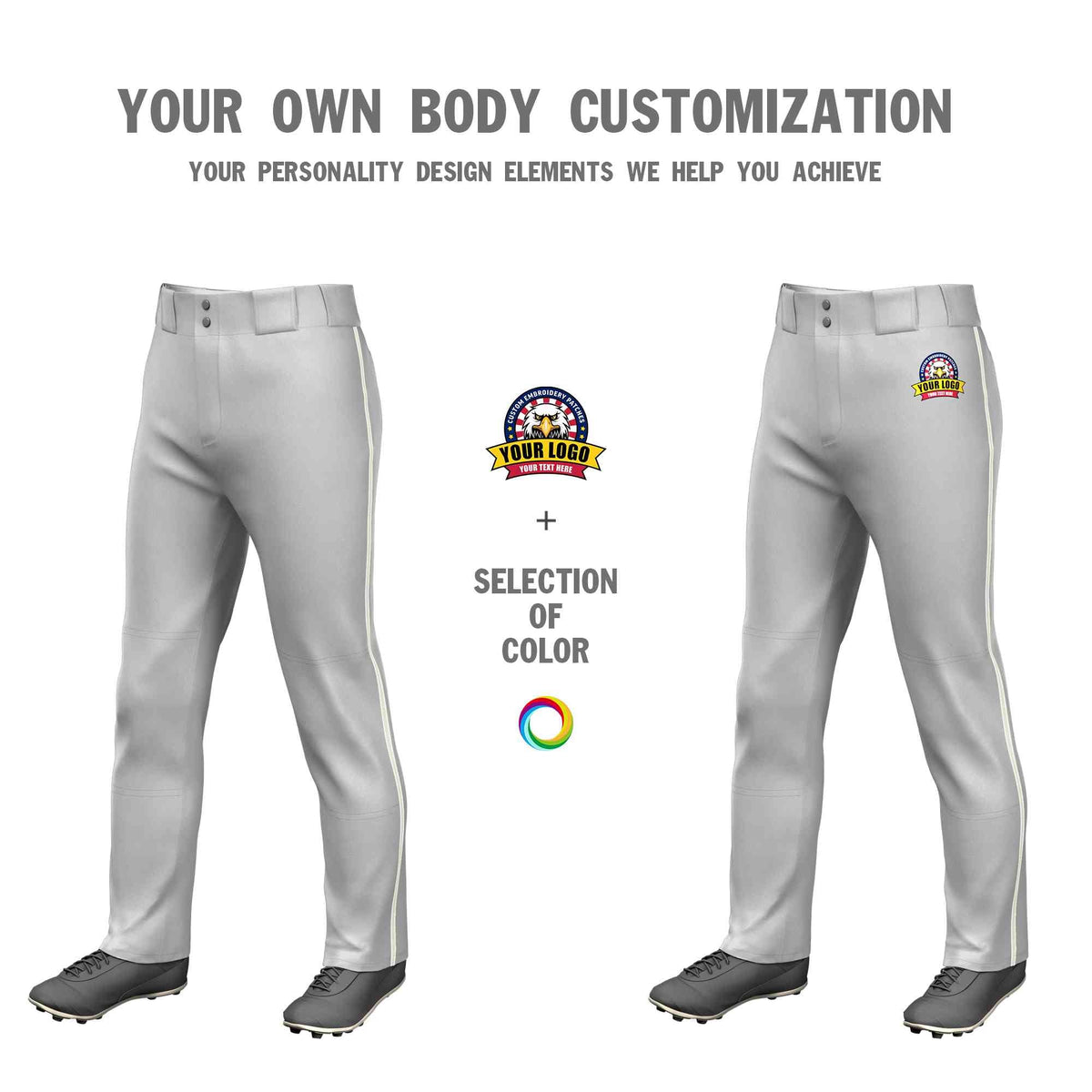 Custom Gray Cream Classic Fit Stretch Practice Loose-fit Baseball Pants