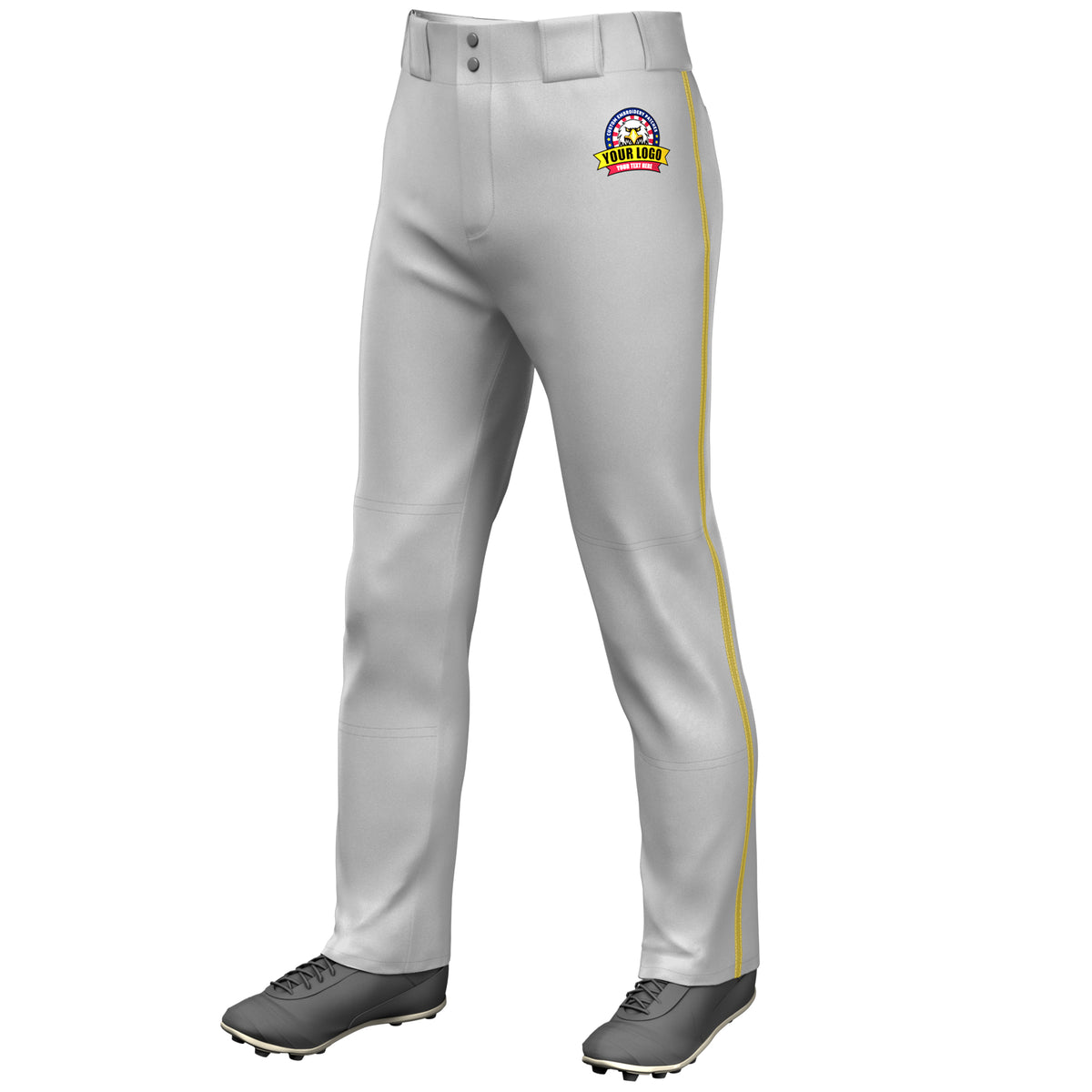Custom Gray Old Gold Classic Fit Stretch Practice Loose-fit Baseball Pants