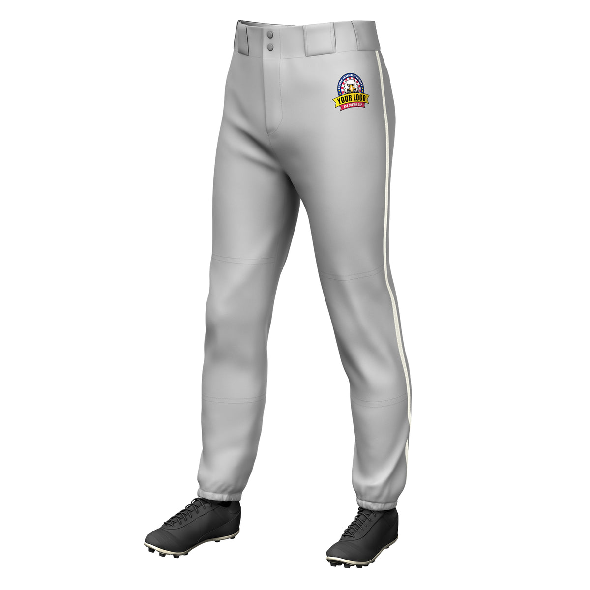 Custom Gray Cream Classic Fit Stretch Practice Pull-up Baseball Pants
