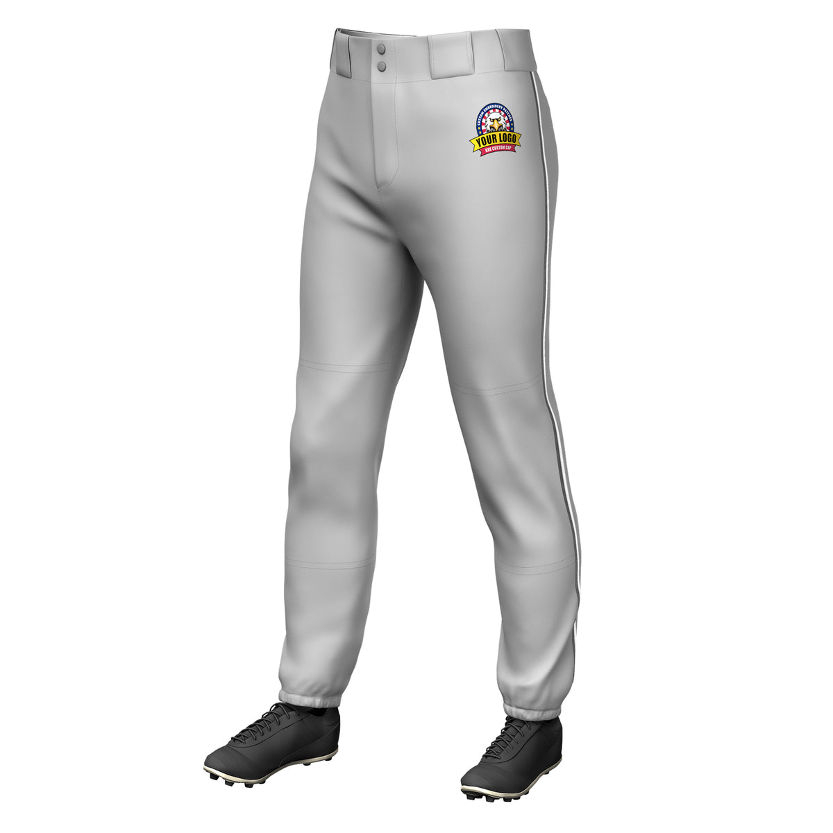 Custom Gray Dark Gray-White Classic Fit Stretch Practice Pull-up Baseball Pants