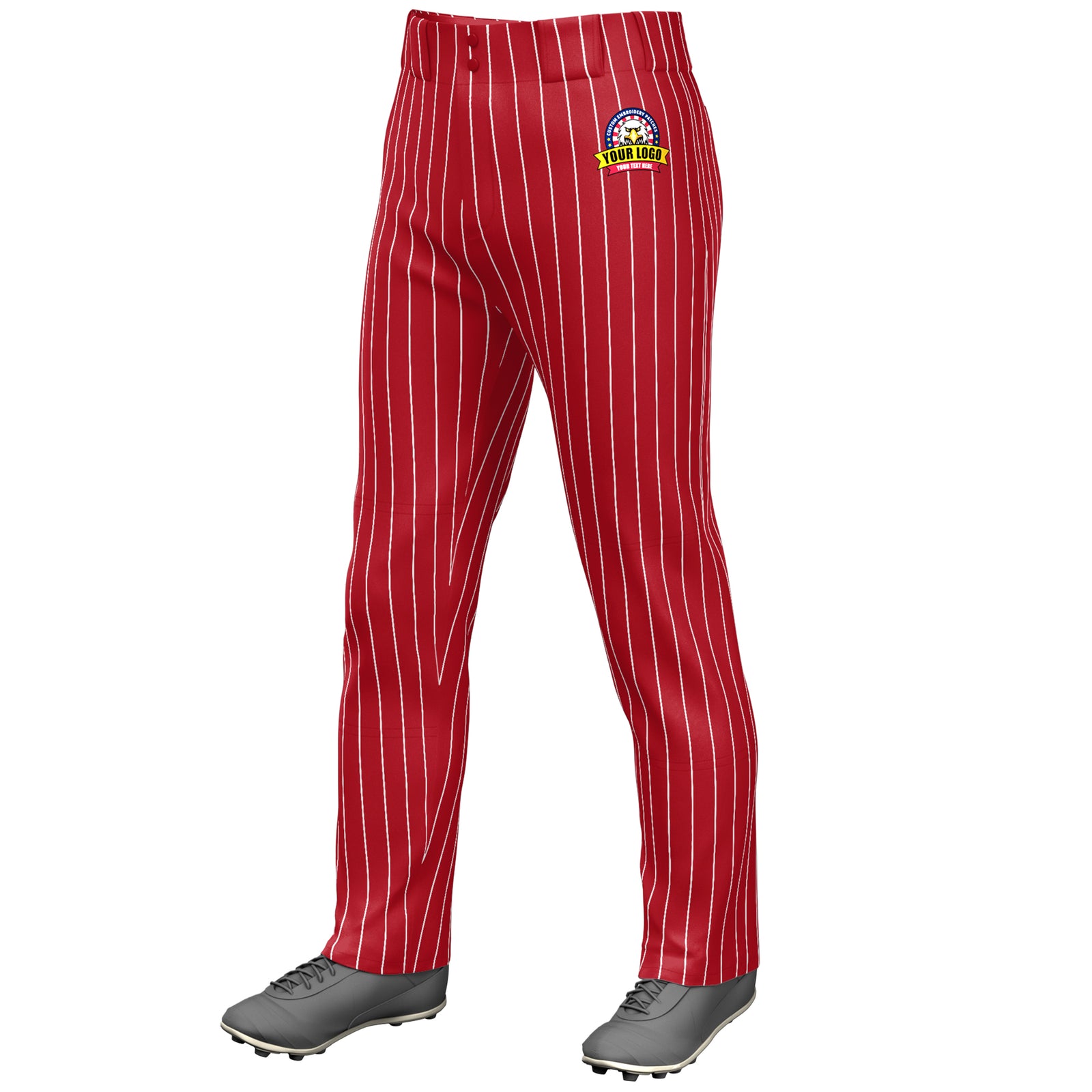 Custom Red White Pinstripe Fit Stretch Practice Loose-fit Baseball Pants