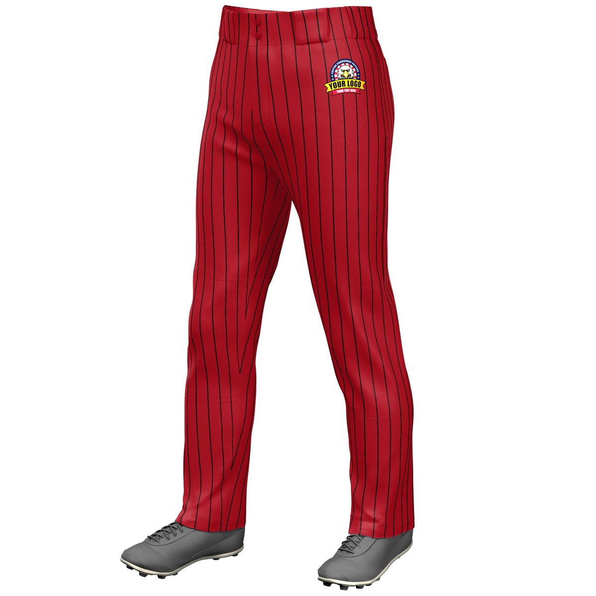 Custom Red Black Pinstripe Fit Stretch Practice Loose-fit Baseball Pants