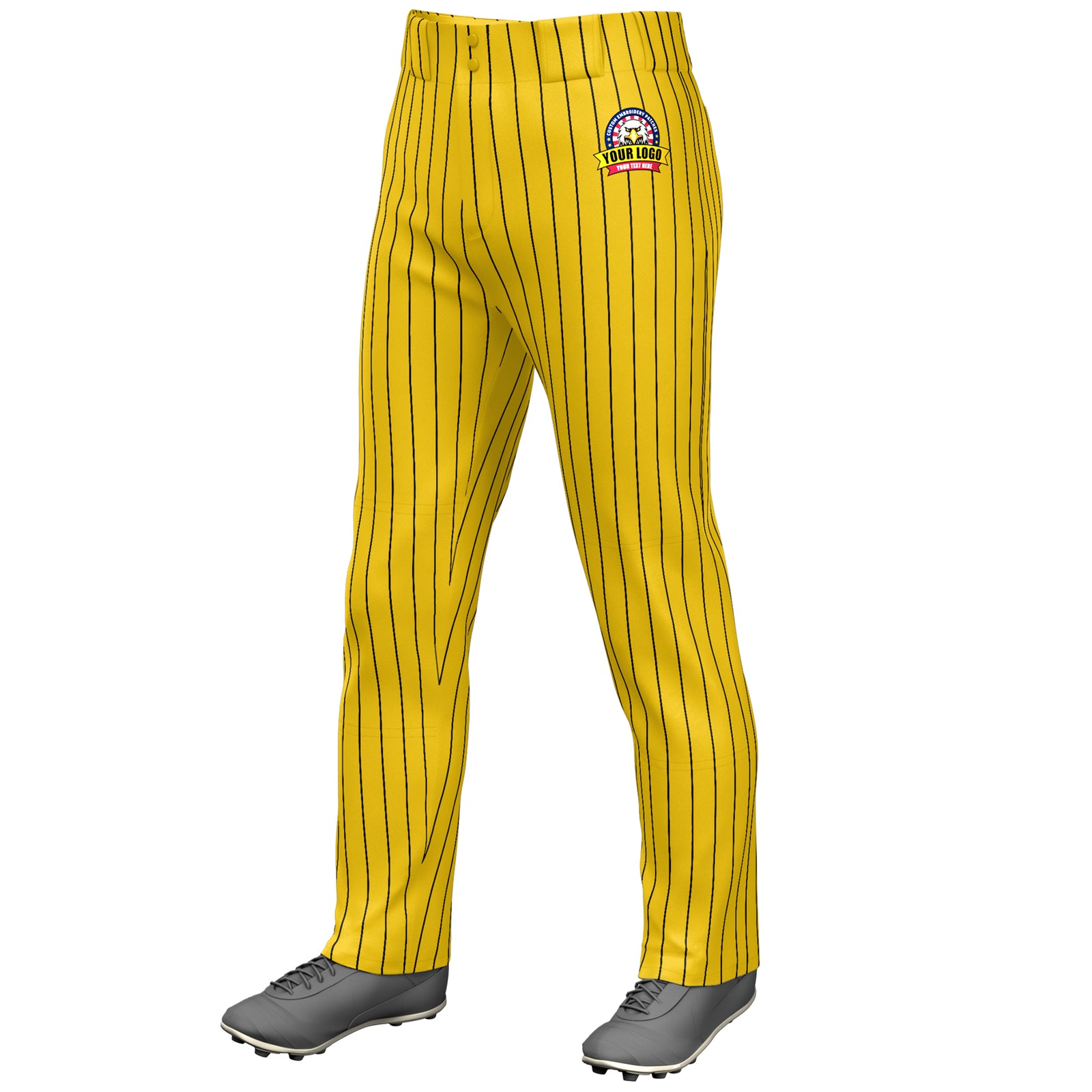 Custom Yellow Black Pinstripe Fit Stretch Practice Loose-fit Baseball Pants