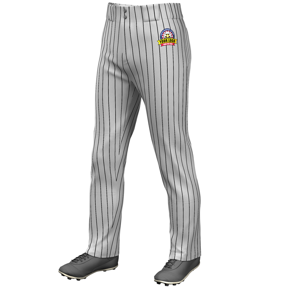 Custom Gray Black Pinstripe Fit Stretch Practice Loose-fit Baseball Pants