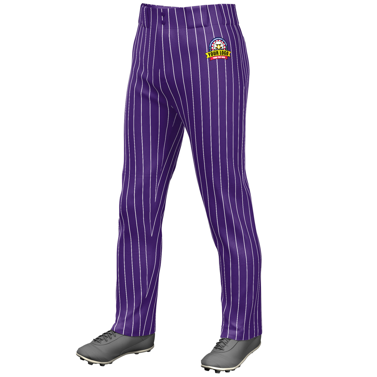 Custom Purple White Pinstripe Fit Stretch Practice Loose-fit Baseball Pants