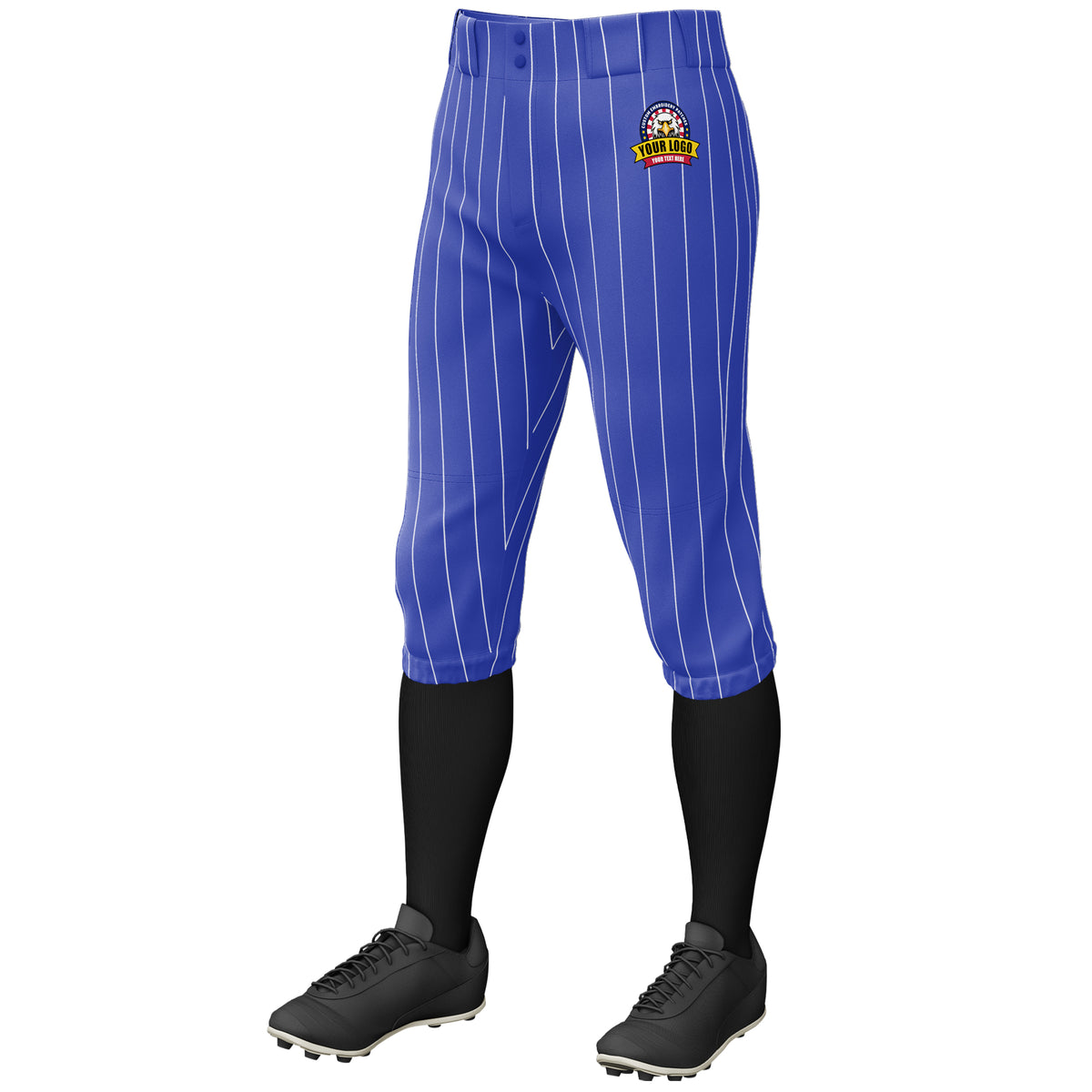 Custom Royal White Pinstripe Fit Stretch Practice Knickers Baseball Pants