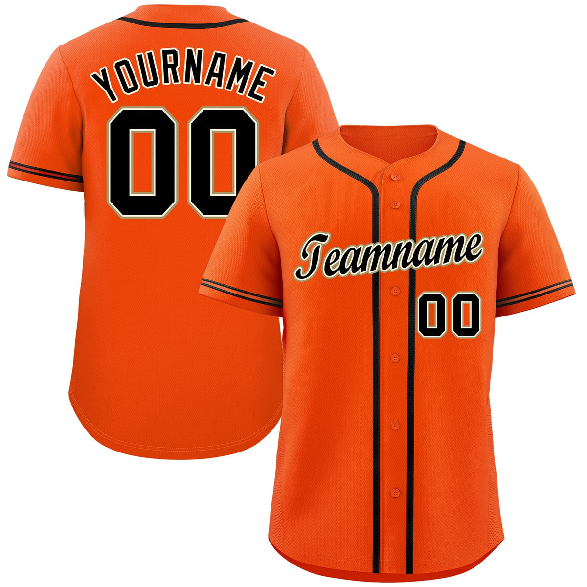Custom Orange Black-Old Gold Classic Style Authentic Baseball Jersey