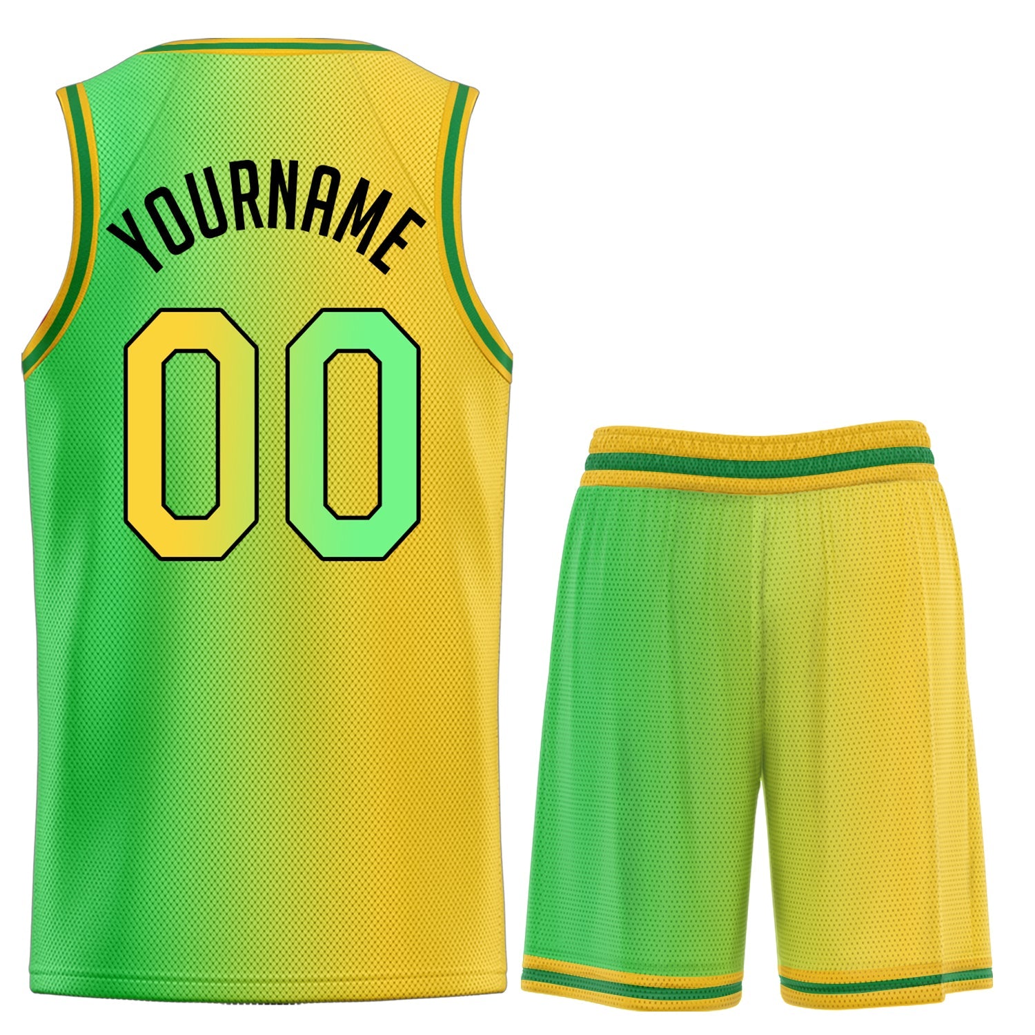 Custom Neon Green Yellow Gradient Fashion Sets Basketball Jersey