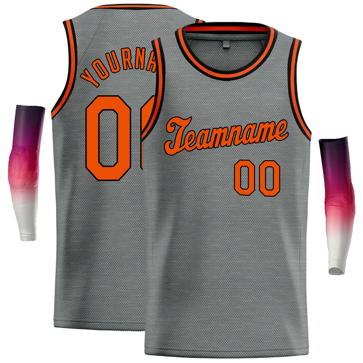 Custom Dark Gray Orange Classic Tops Casual Basketball Jersey