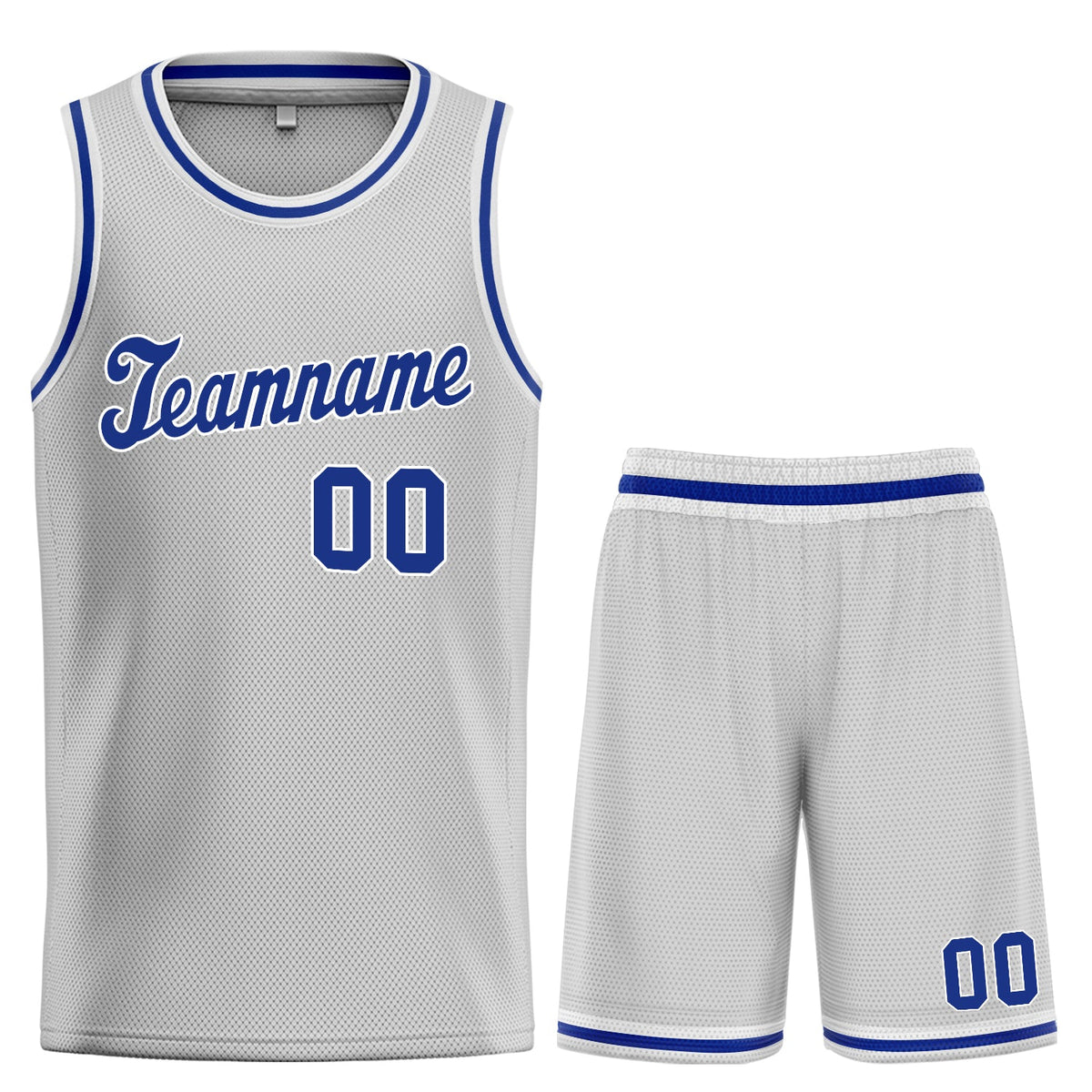 Custom Gray Royal-White Classic Sets Basketball Jersey