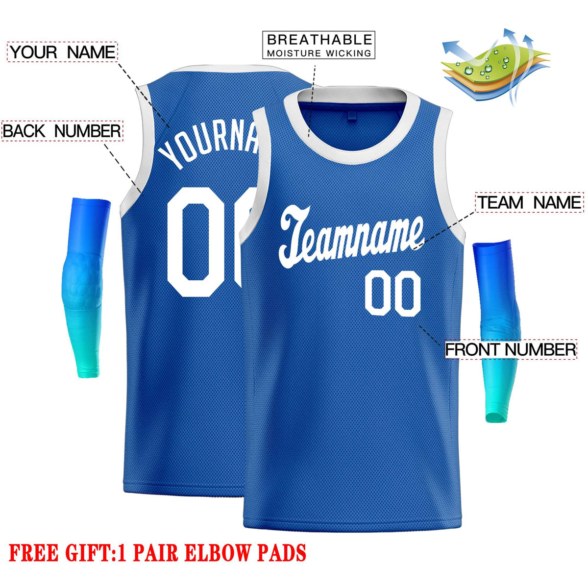 Custom Blue White Classic Tops Casual Basketball Jersey