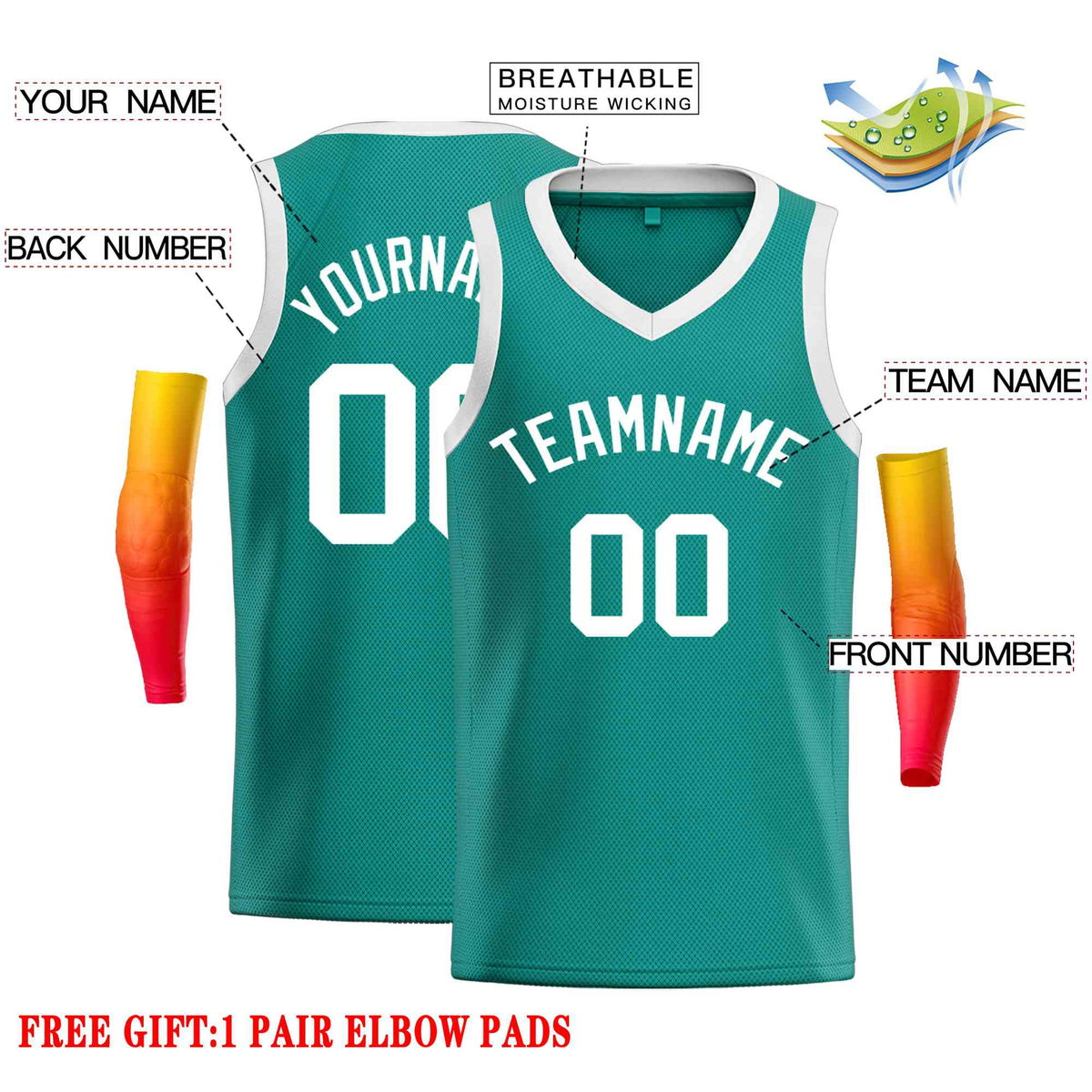 Custom Teal White-Classic Tops Men Casual Basketball Jersey