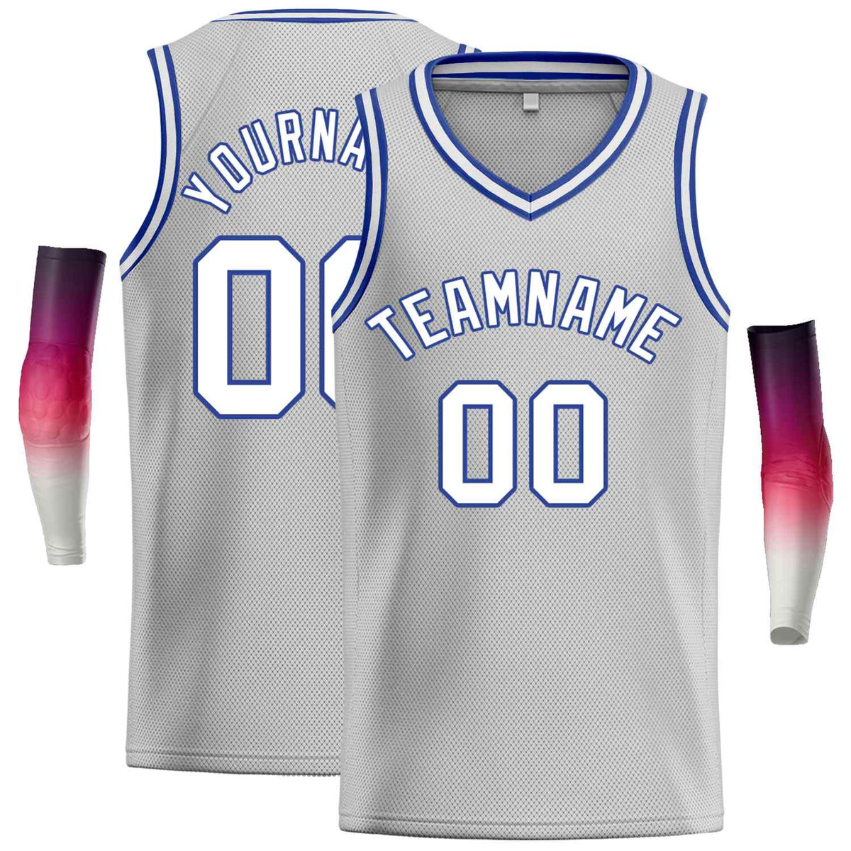Custom Gray White-Royal Classic Tops Men Casual Basketball Jersey