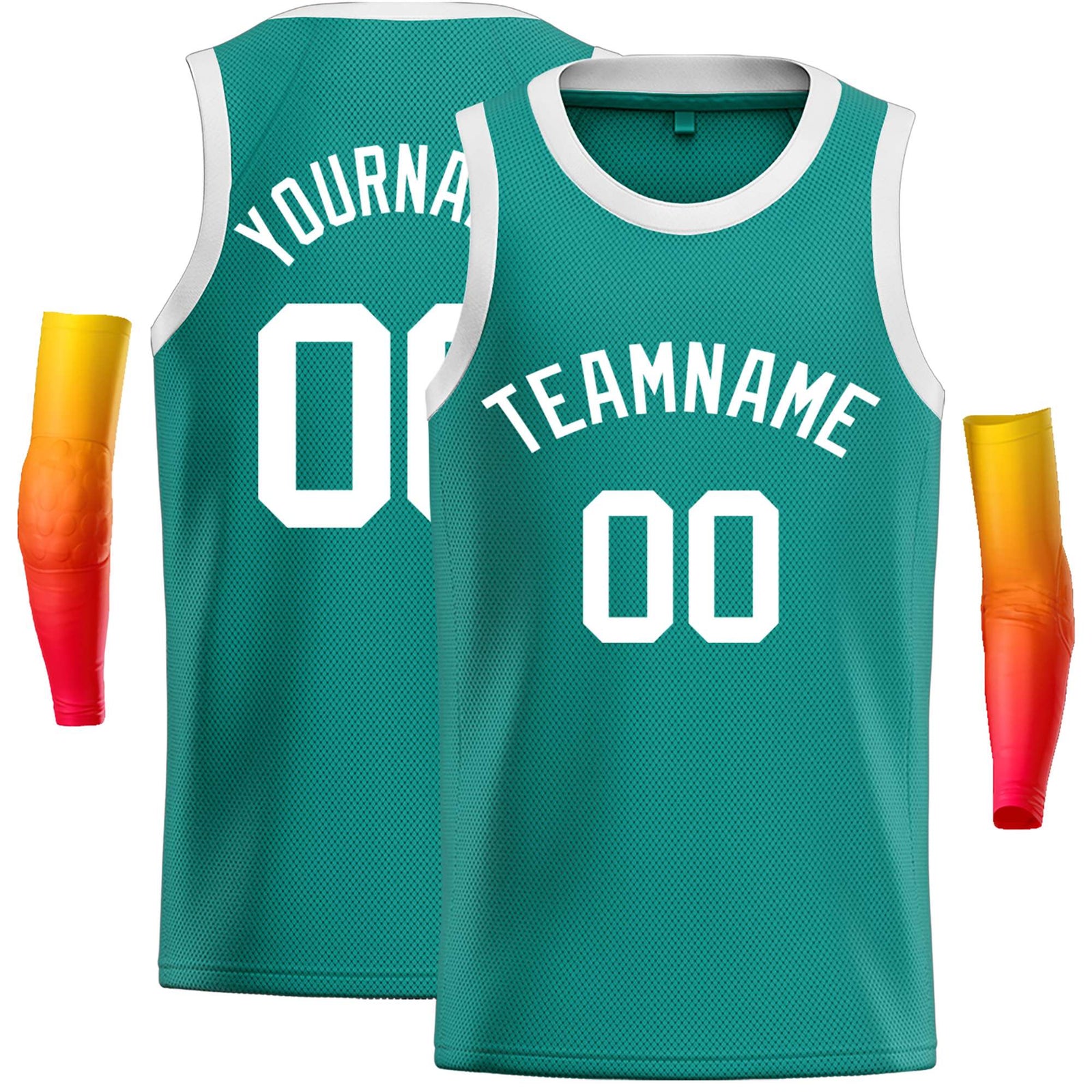Custom Teal White Classic Tops Casual Basketball Jersey