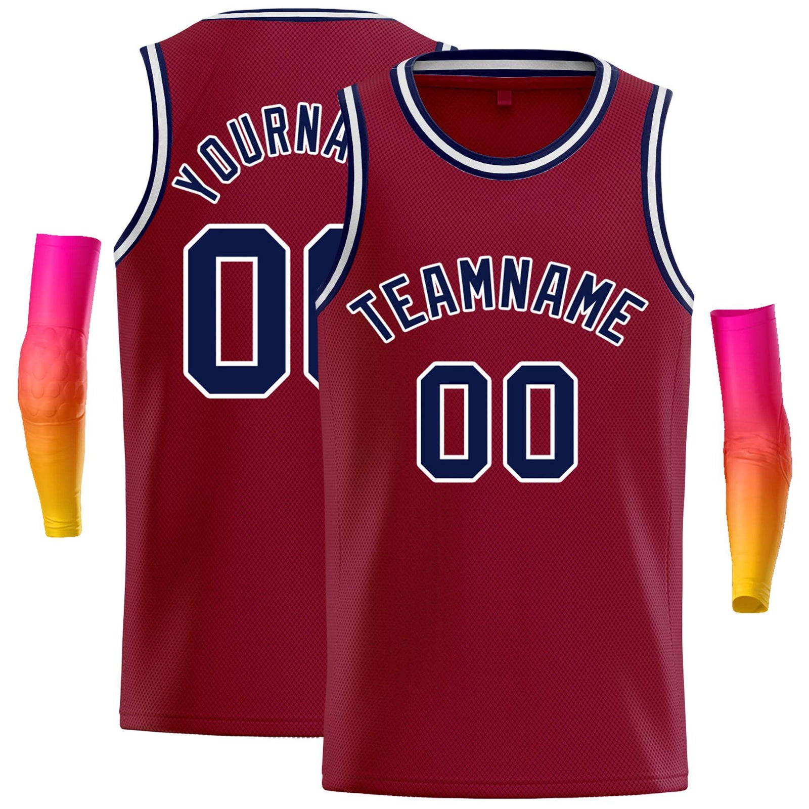 Custom Crimson Navy-White Classic Tops Casual Basketball Jersey
