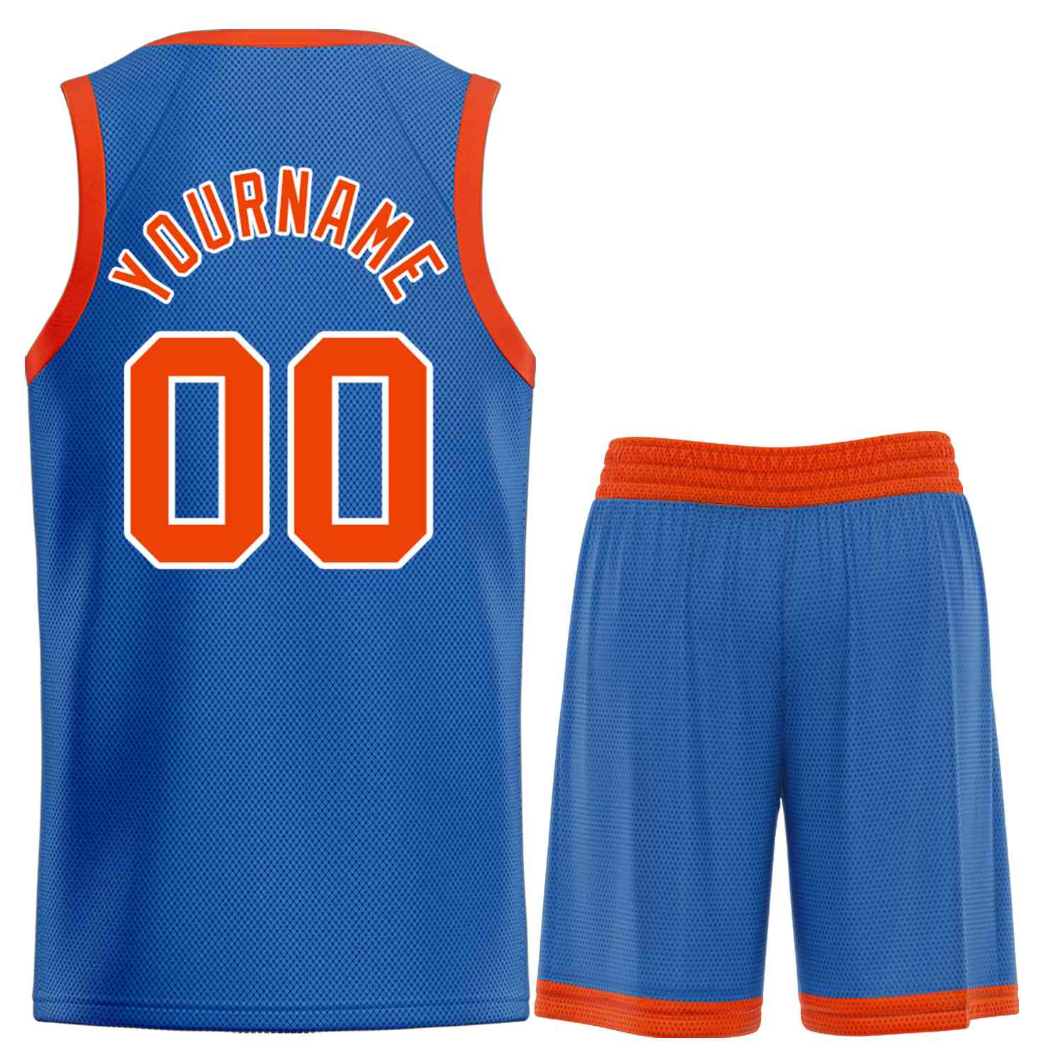Custom Blue Orange-White Bull Classic Sets Curved Basketball Jersey