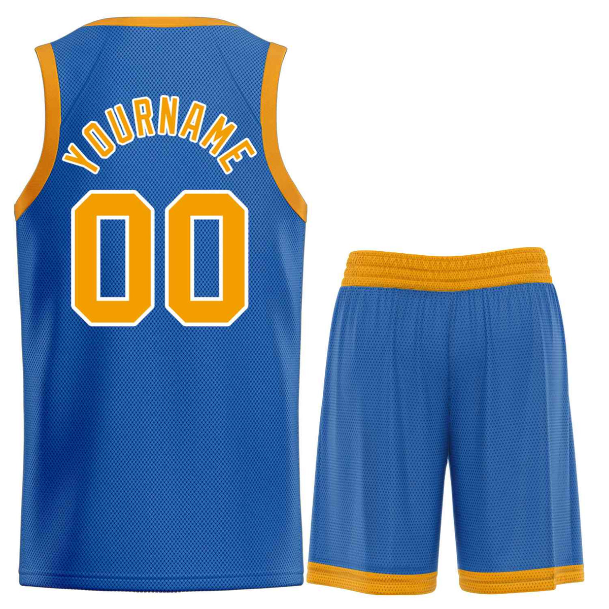 Custom Blue Yellow-White Bull Classic Sets Curved Basketball Jersey
