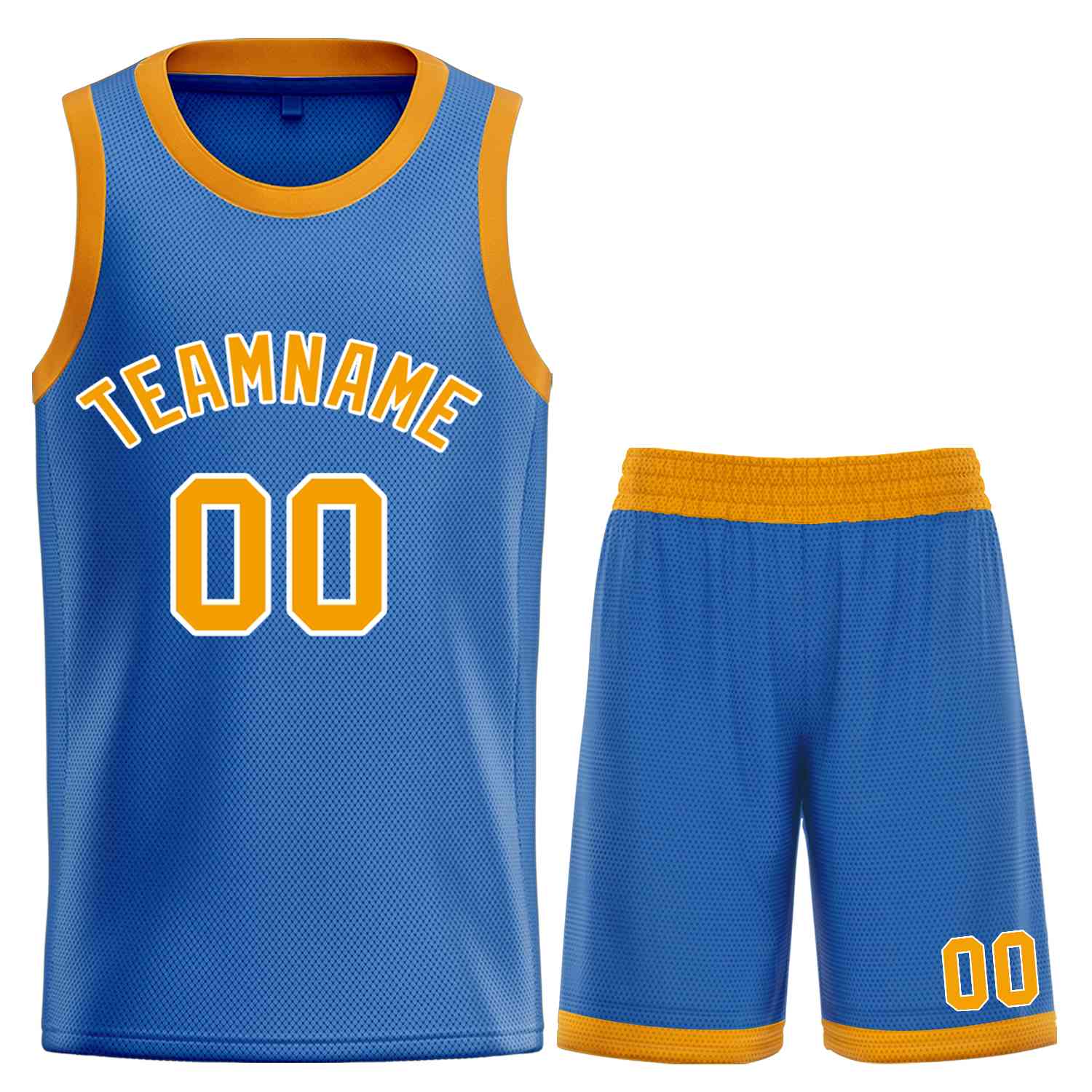 Custom Blue Yellow-White Bull Classic Sets Curved Basketball Jersey