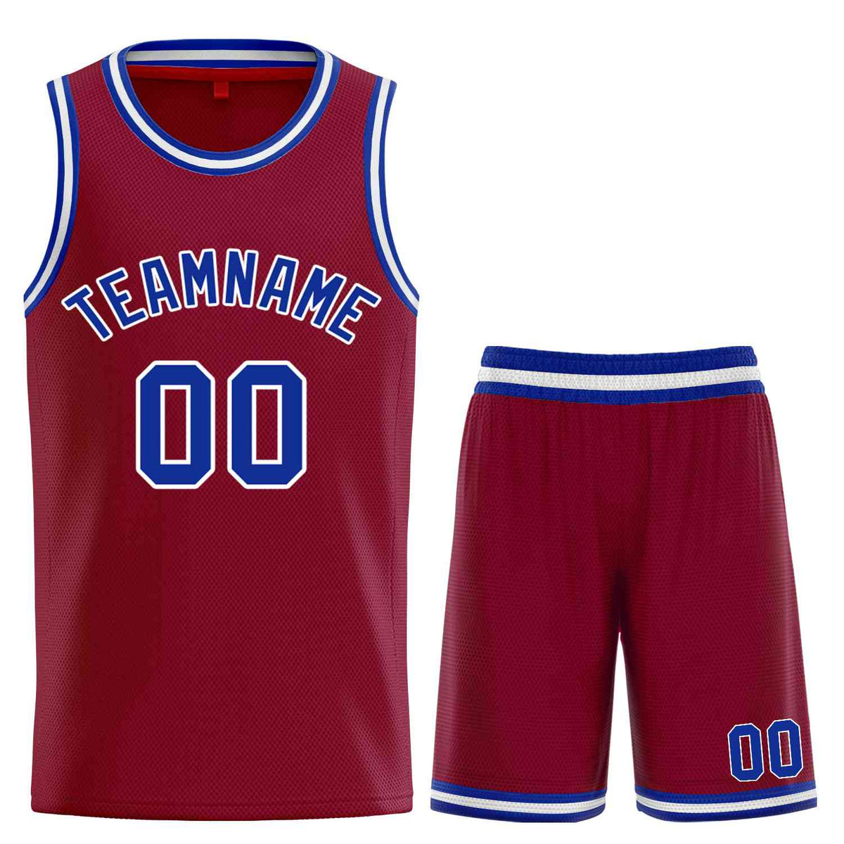 Custom Maroon Royal-White Classic Sets Curved Basketball Jersey