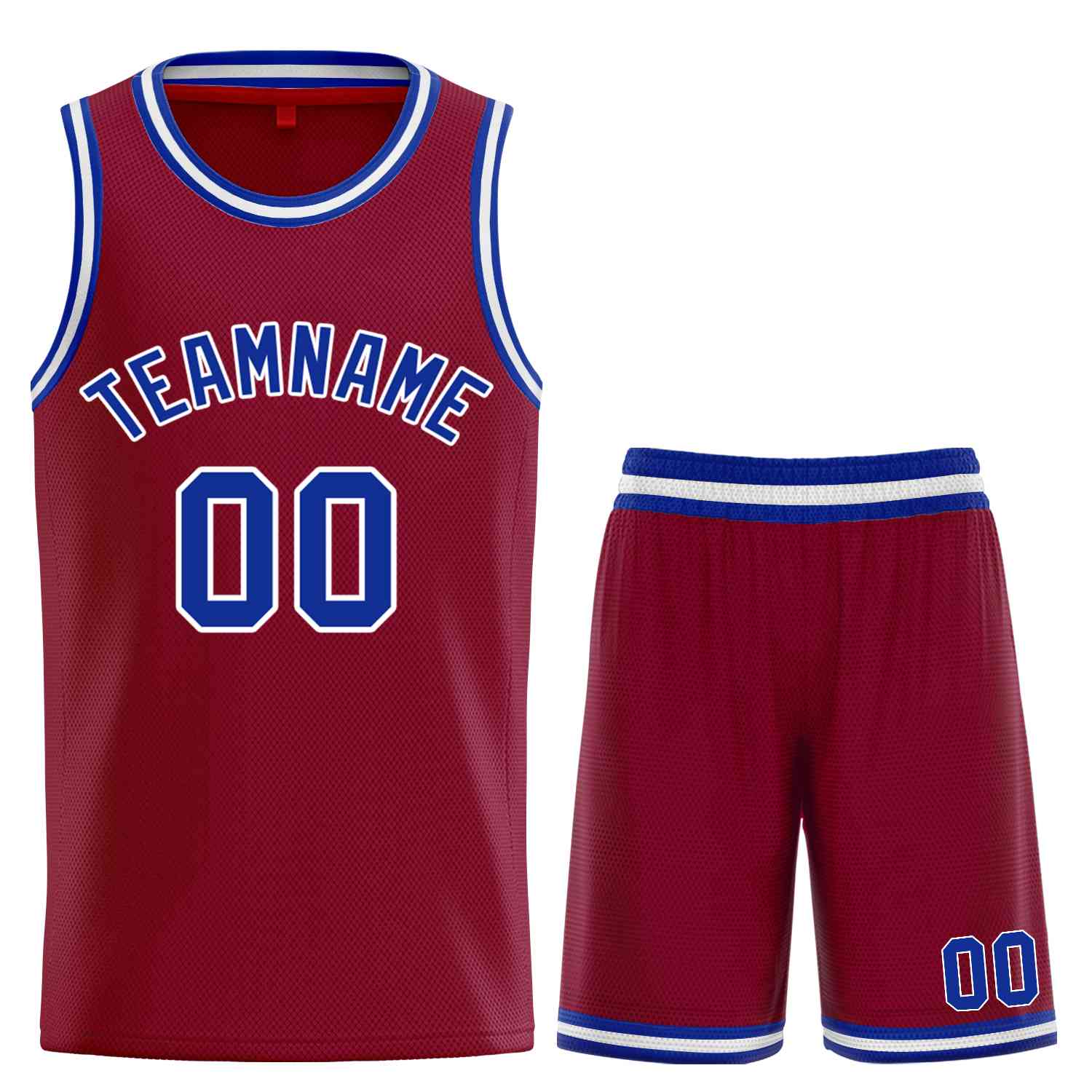 Custom Maroon Royal-White Classic Sets Curved Basketball Jersey