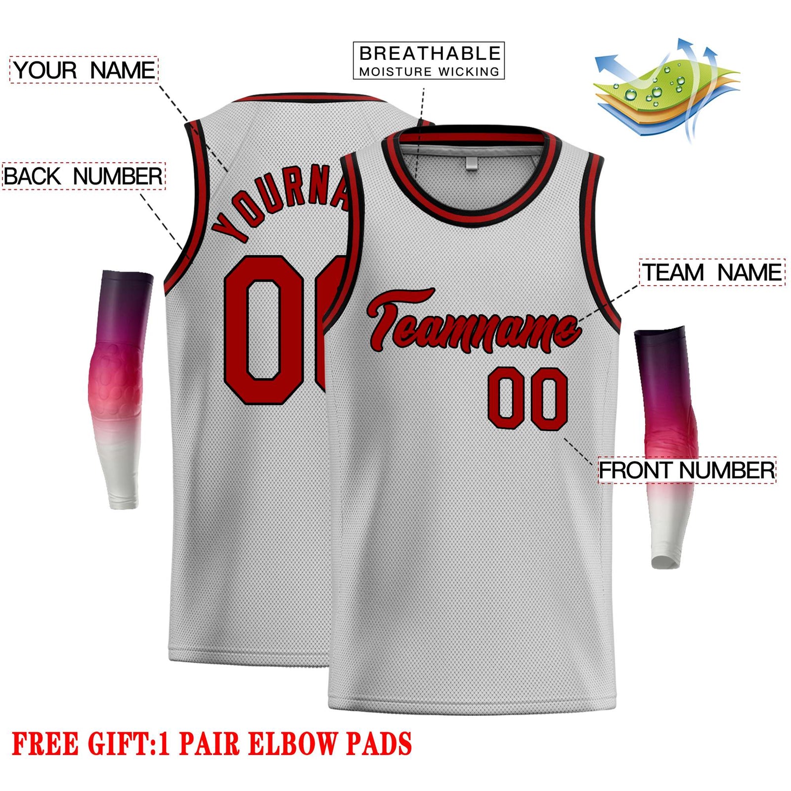 Custom Gray Maroon-Black Classic Tops Casual Basketball Jersey