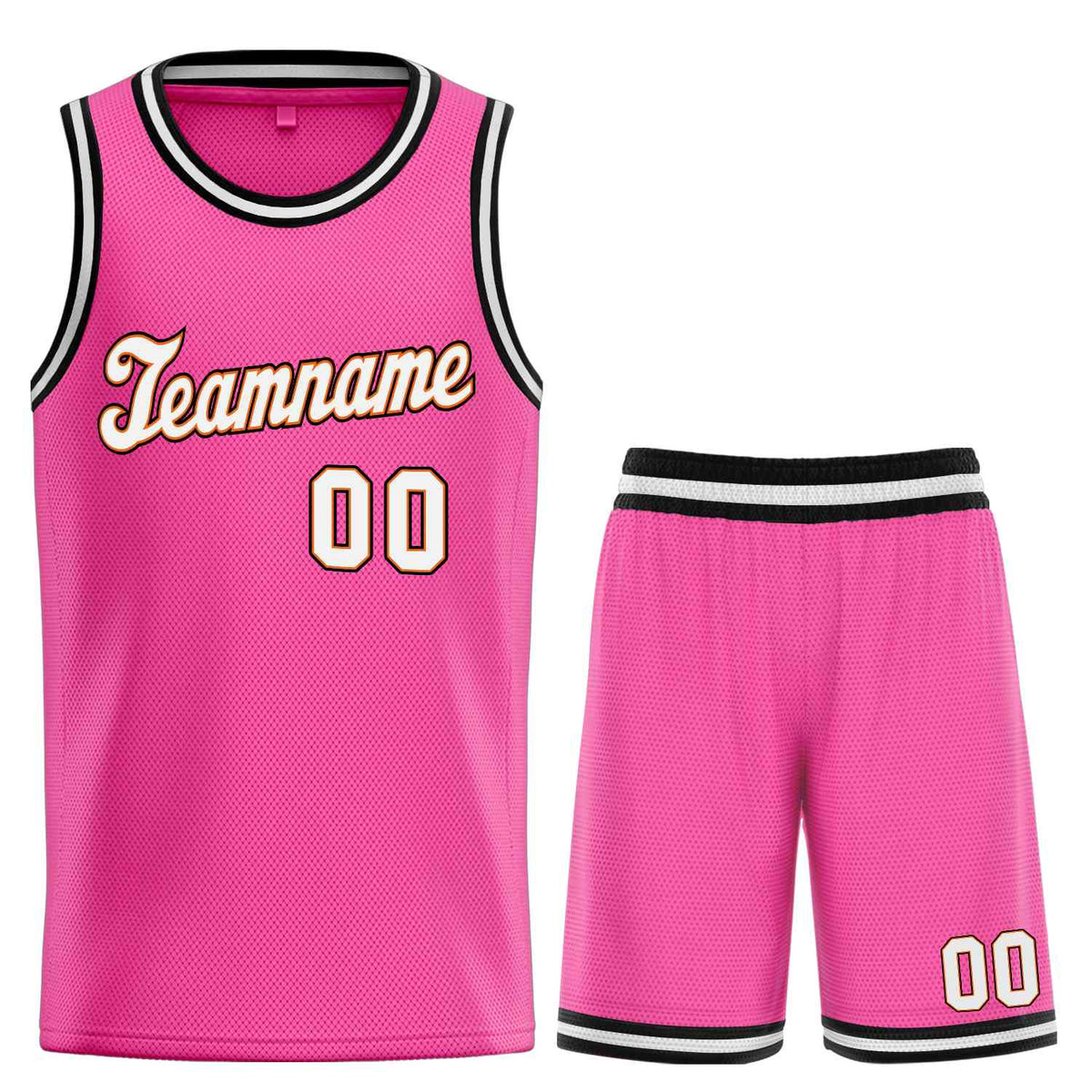 Custom Pink White-Orange Classic Sets Sports Uniform Basketball Jersey
