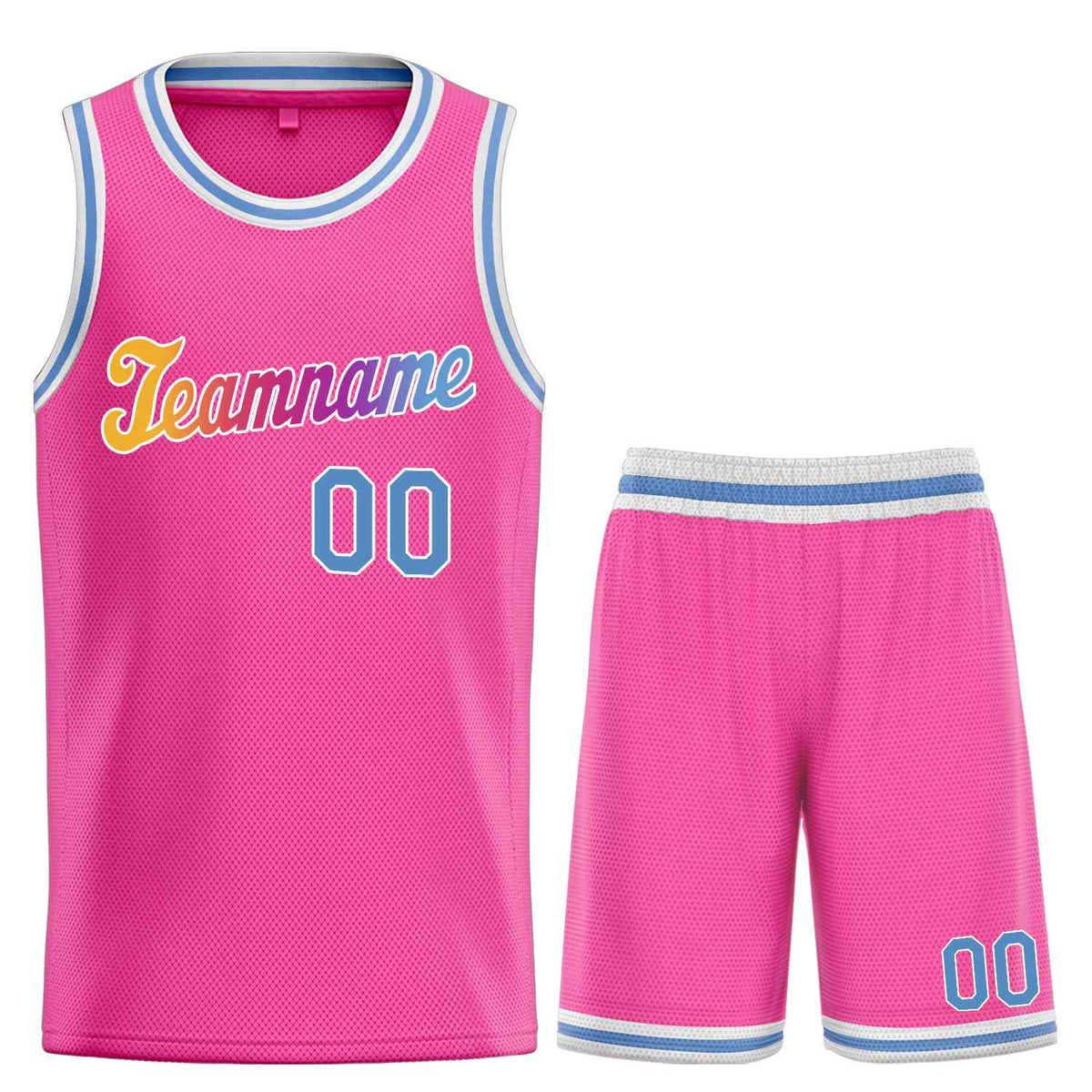 Custom Pink Powder Blue-White Classic Sets Sports Uniform Basketball Jersey
