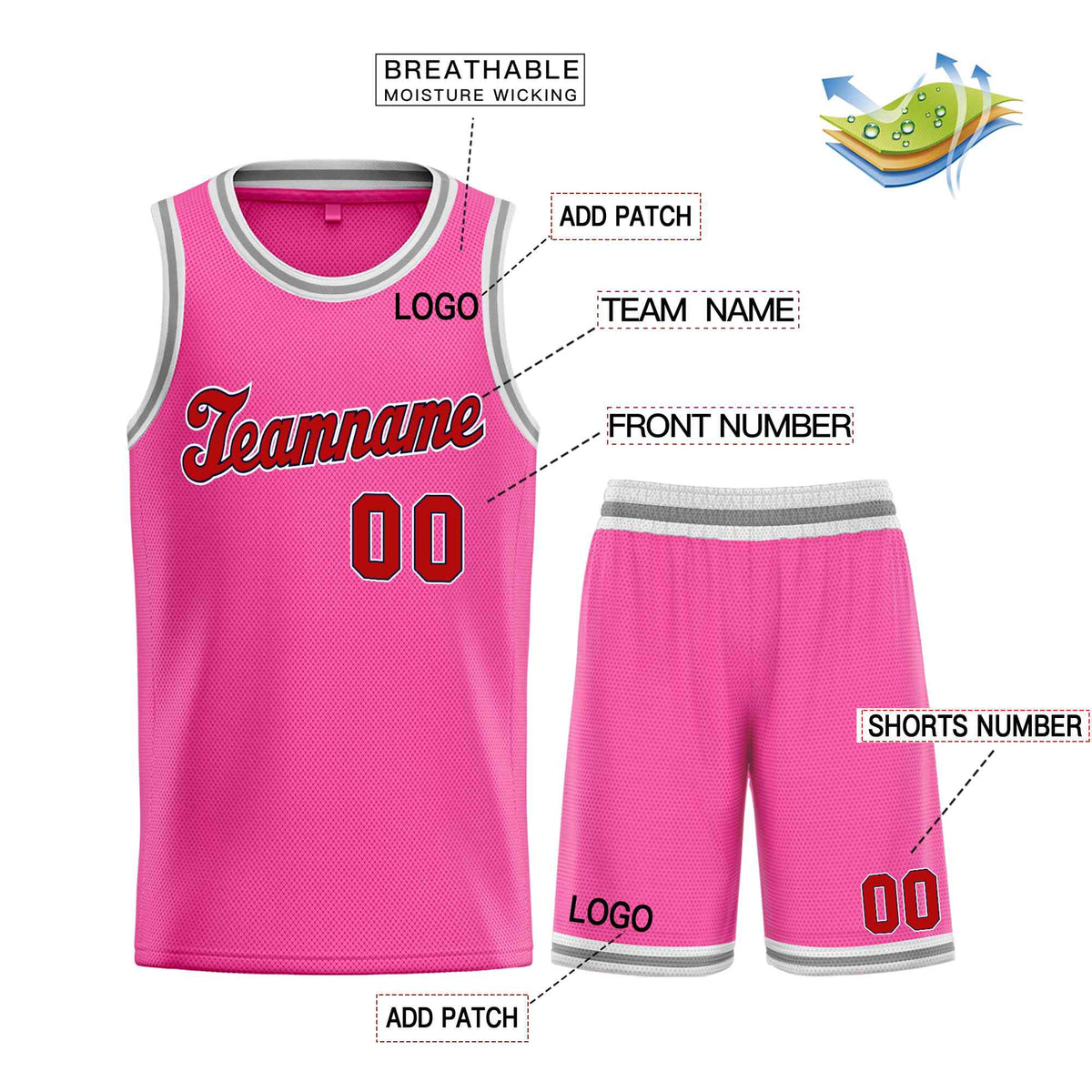 Custom Pink Maroon-Black Classic Sets Sports Uniform Basketball Jersey