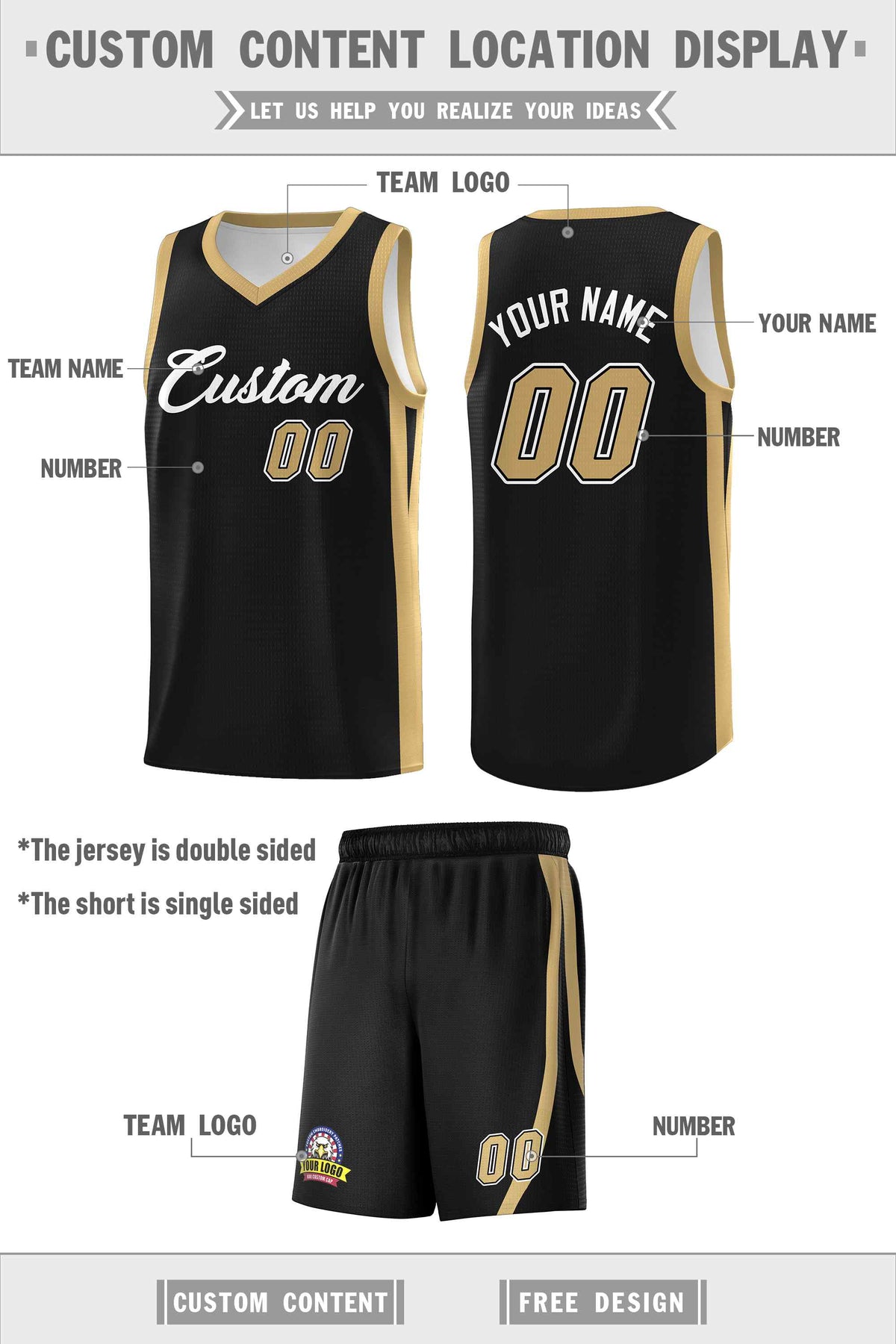 Custom Black White Double Side Sets Men Basketball Jersey